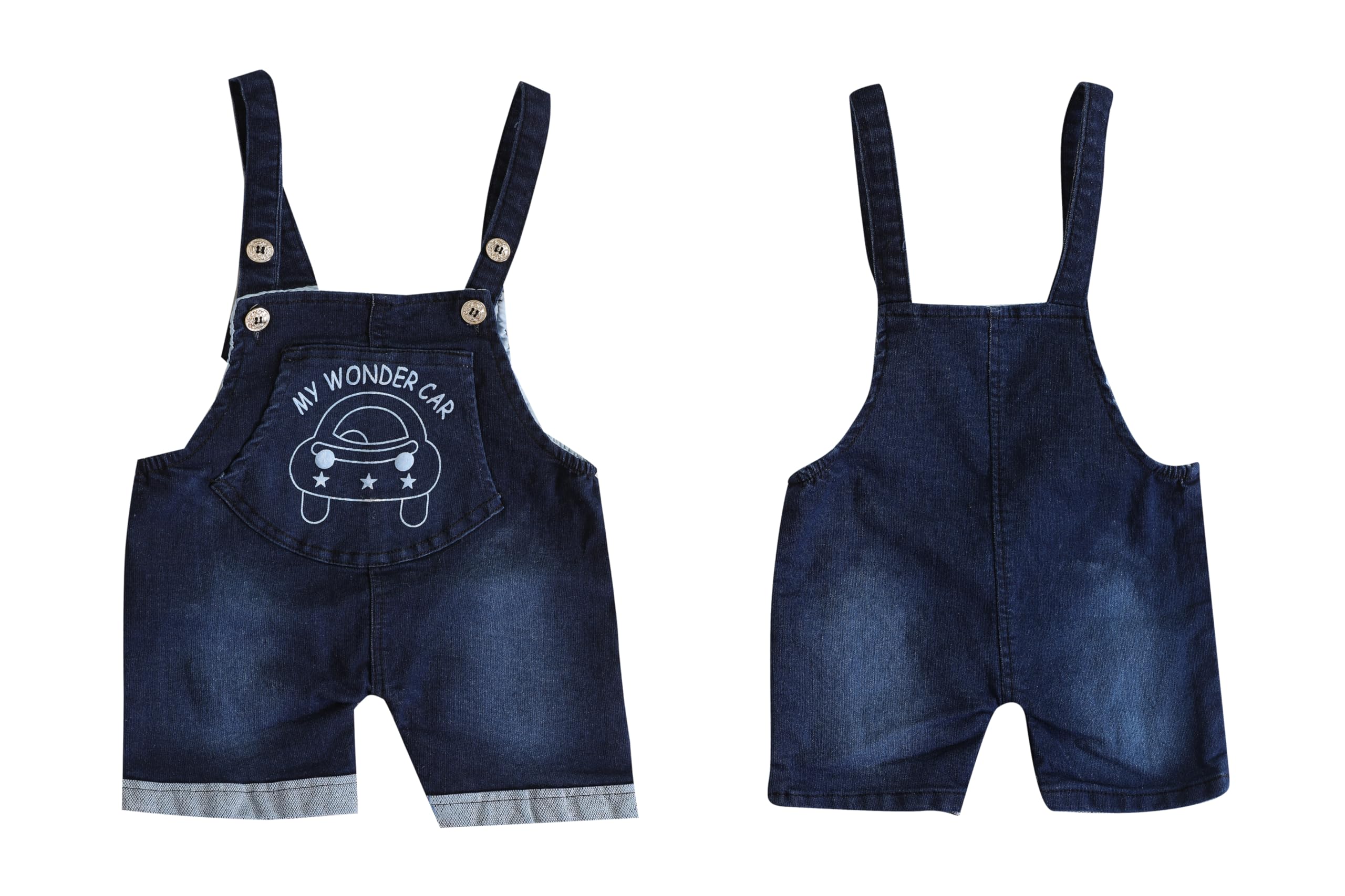 FASHION GRAB Baby Boys & Baby Girls Denim Dungaree & Cotton White T-shirt Set 2
