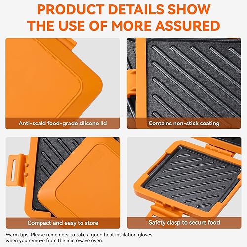 Miniatura 5 de Toastie Sandwichera para microondas, máquina de panini de placa antiadherente, versátil tostadora pequeña, apta para tostadas en horno de