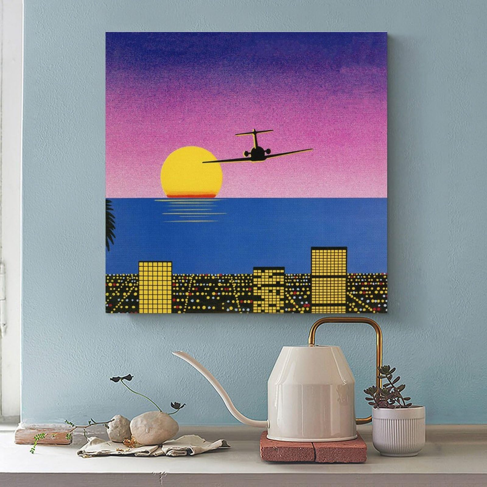 【額縁付き】 永井博（Hiroshi Nagai） A2ポスター 夕焼け Amazon.co.jp: 永井博 夕焼けの風景 ポスター 印刷 ポスター