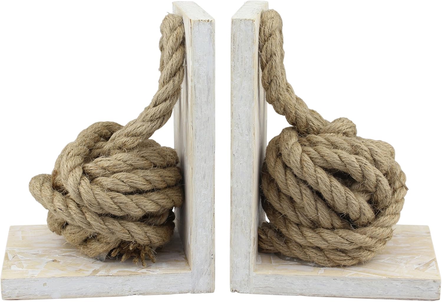 Stonebriar SB-6066S2 Beach House White Wood Bookends ,Pack of 2 : Home & Kitchen