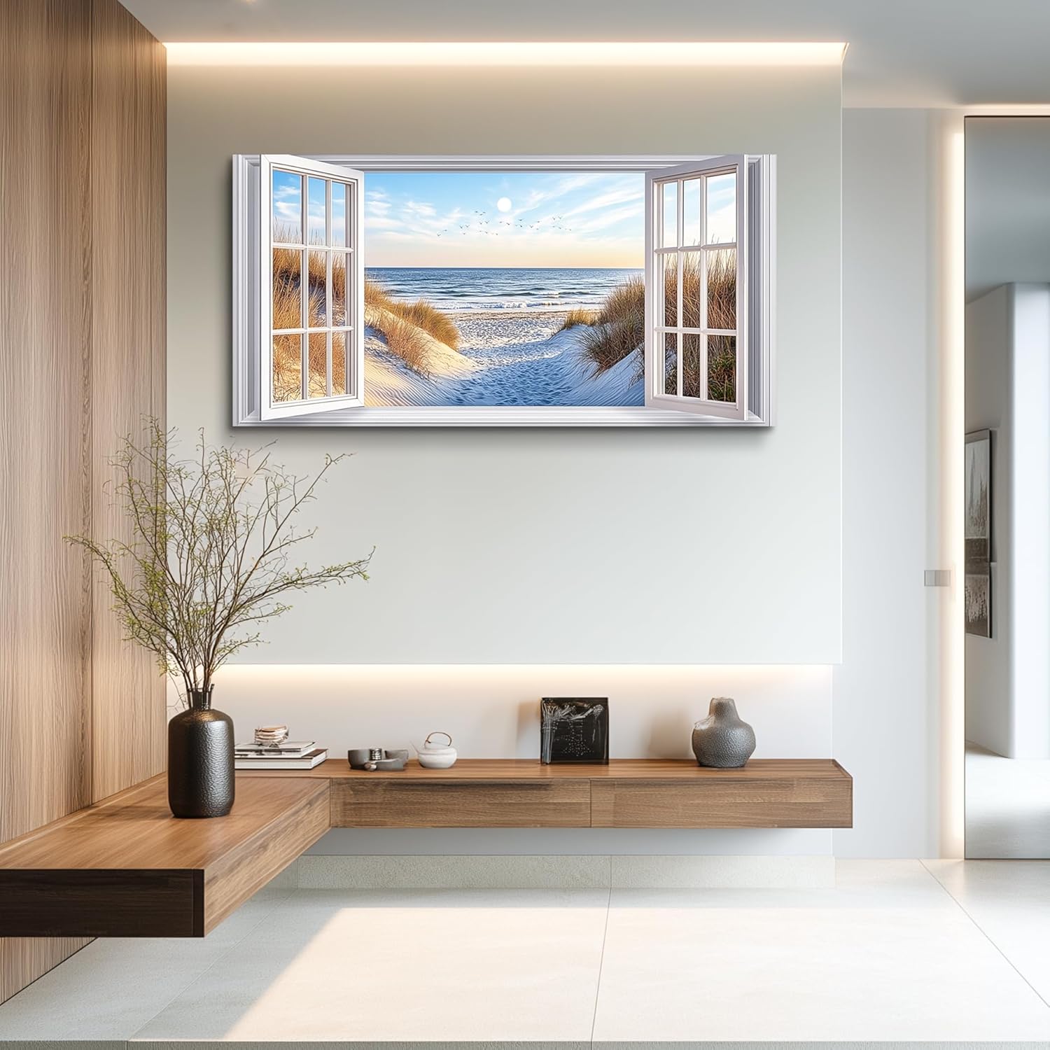 JUDASJART Large Wall Decor For Living Room Canvas Wall Art For Office Modern Wall Decorations For Bedroom Coastal Beach Landscape Painting Farmhouse Pictures Artwork Room Home Decor 24x48 In