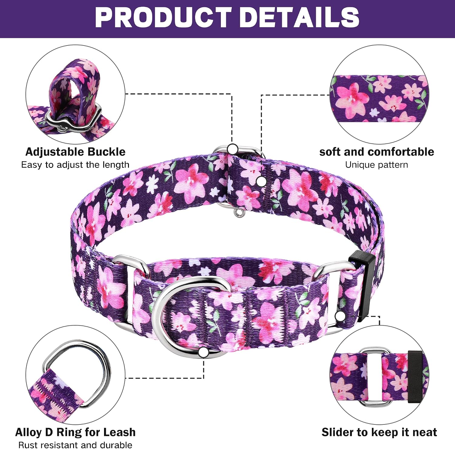 Hikiko Martingale Dog Collar Without Buckle,Escape Proof No Pull,L image 4
