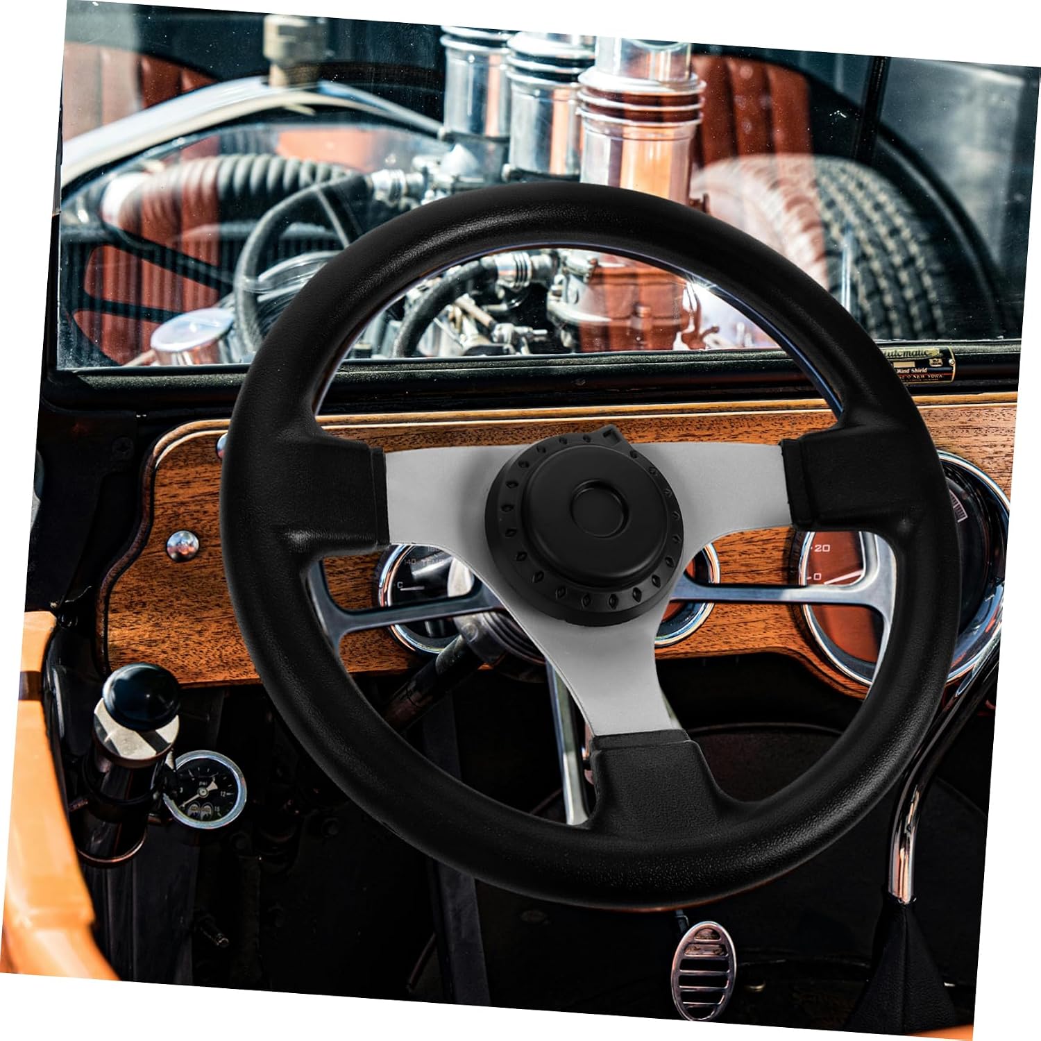 Kart Steering Wheel Atv Replacement, PU Black, Ergonomic Grip