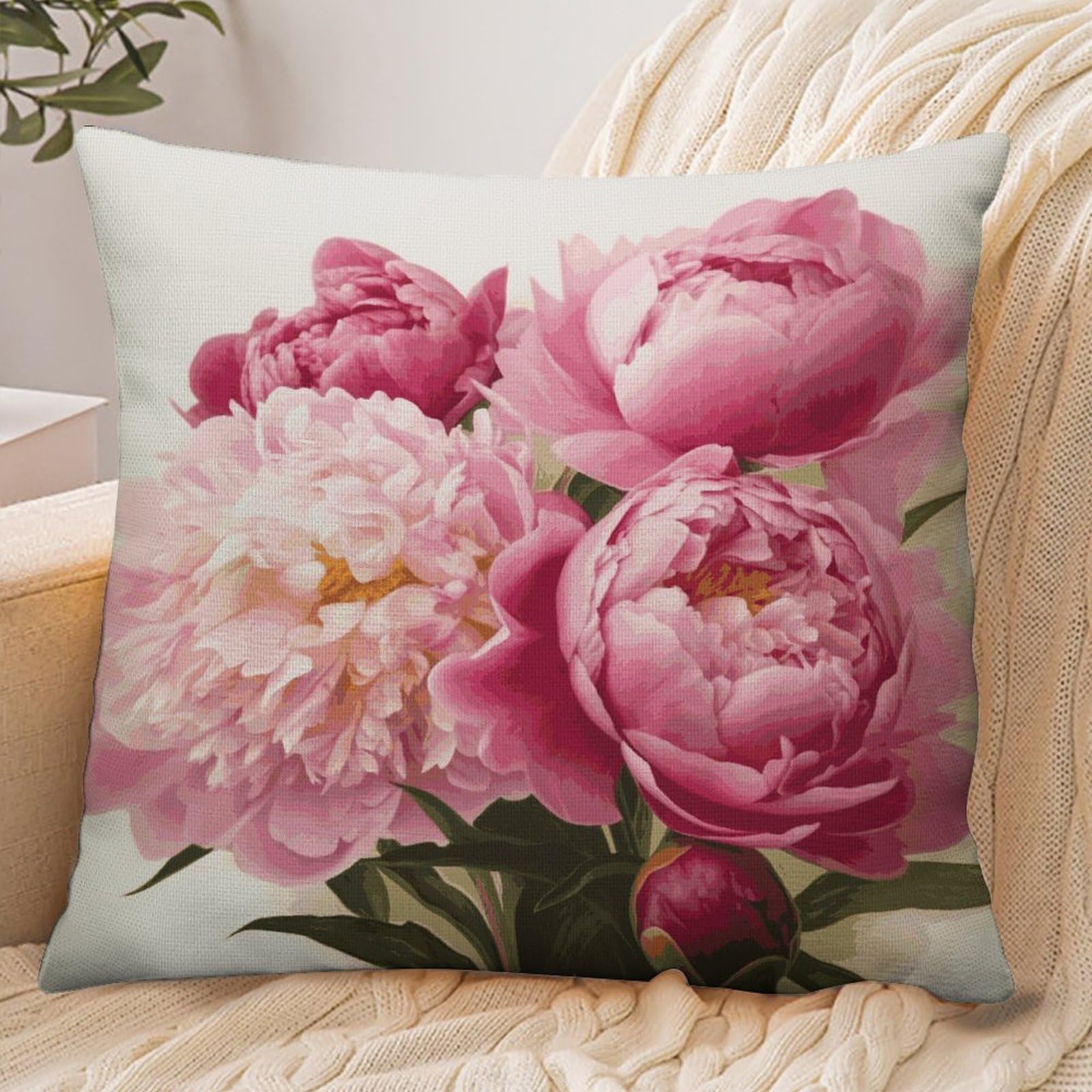 Fekiloot Style Peony Flowers Blossom Pillowcase Pillow Sham Pillow Case