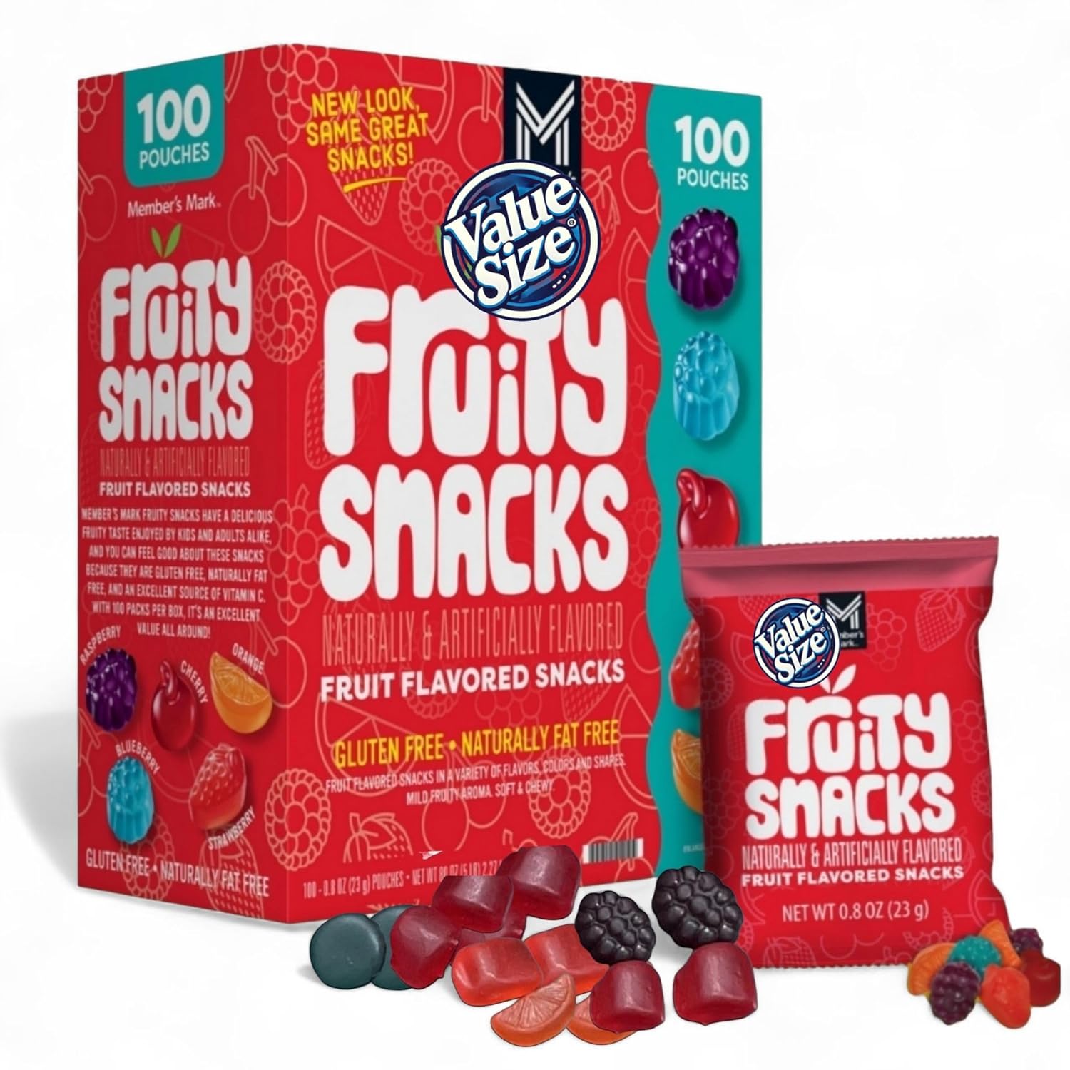 Bulk Fruit Snack Pouches Assortment – 100-Count Variety – Gluten-Free, Fat-Free, Excellent Source of Vitamin C – Fun & Flavorful Chews for All Ages – Great for Lunches & Parties – Custom Bundled box