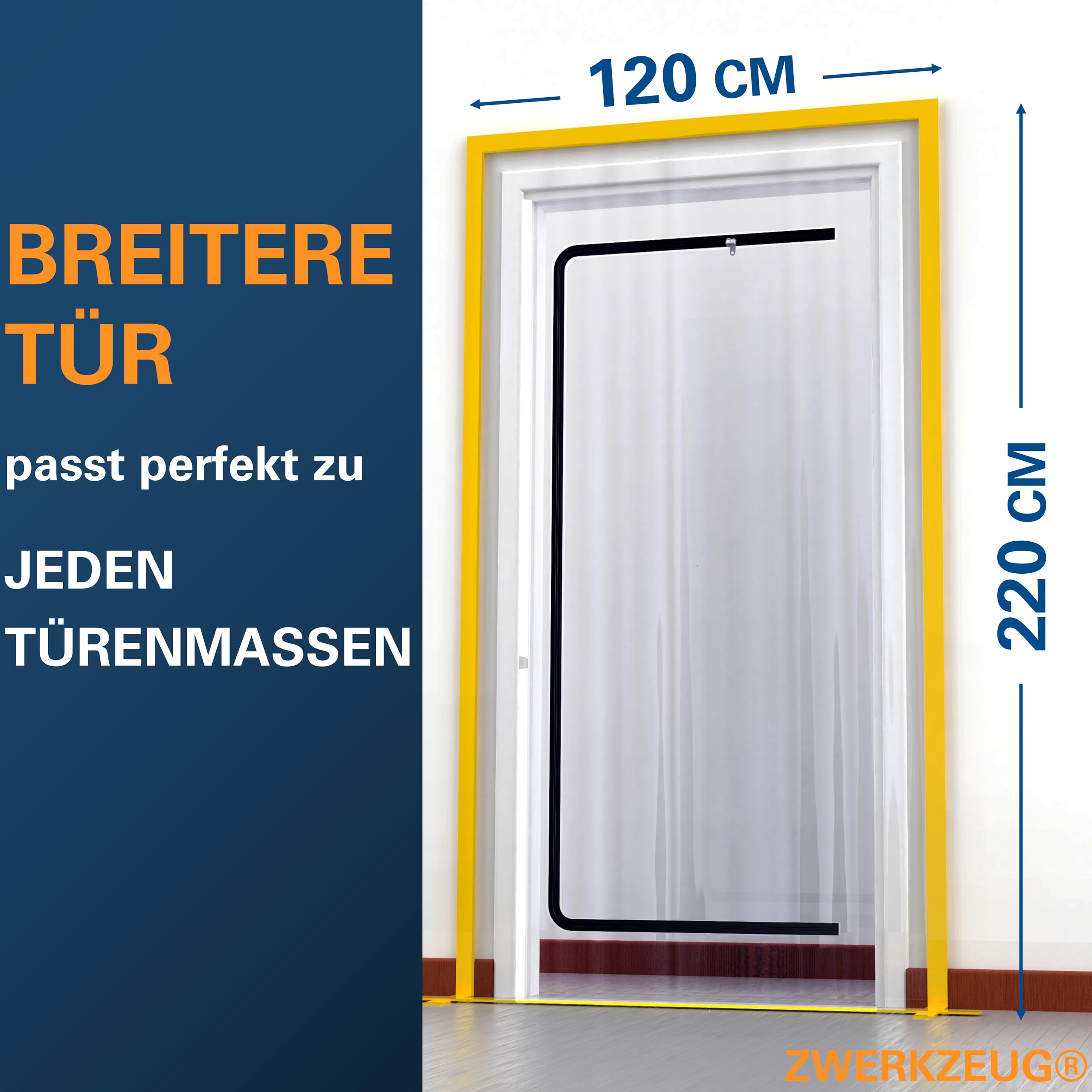 2x ZWERKZEUG® 2x Staubschutztueren mit Reissverschluss 𝟏,𝟐𝟎 𝐱 𝟐,𝟐𝟎 𝐦 extra stark 100 mikron Wasserdicht Anti-Staub Reissverschluss Tür Staubschutzwand Staubtuer