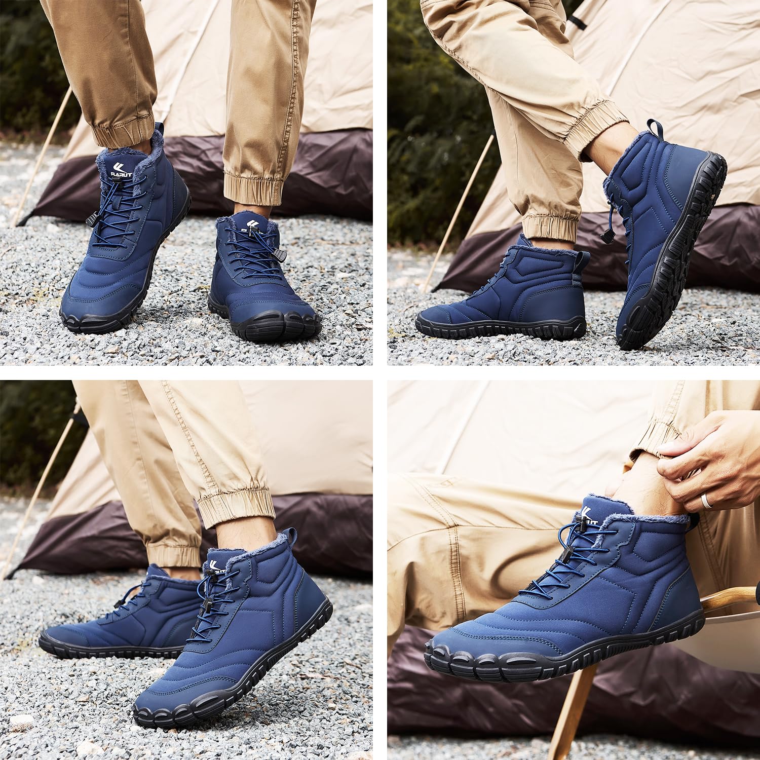 FLARUT Scarpe Invernali a Piedi Nudi Uomo Donna Barefoot Scarpe Foderate Caldo Scarpe a Punta Larga Resistenti all'acqua Scarpe da Trail Running Trekking InvernoStivali