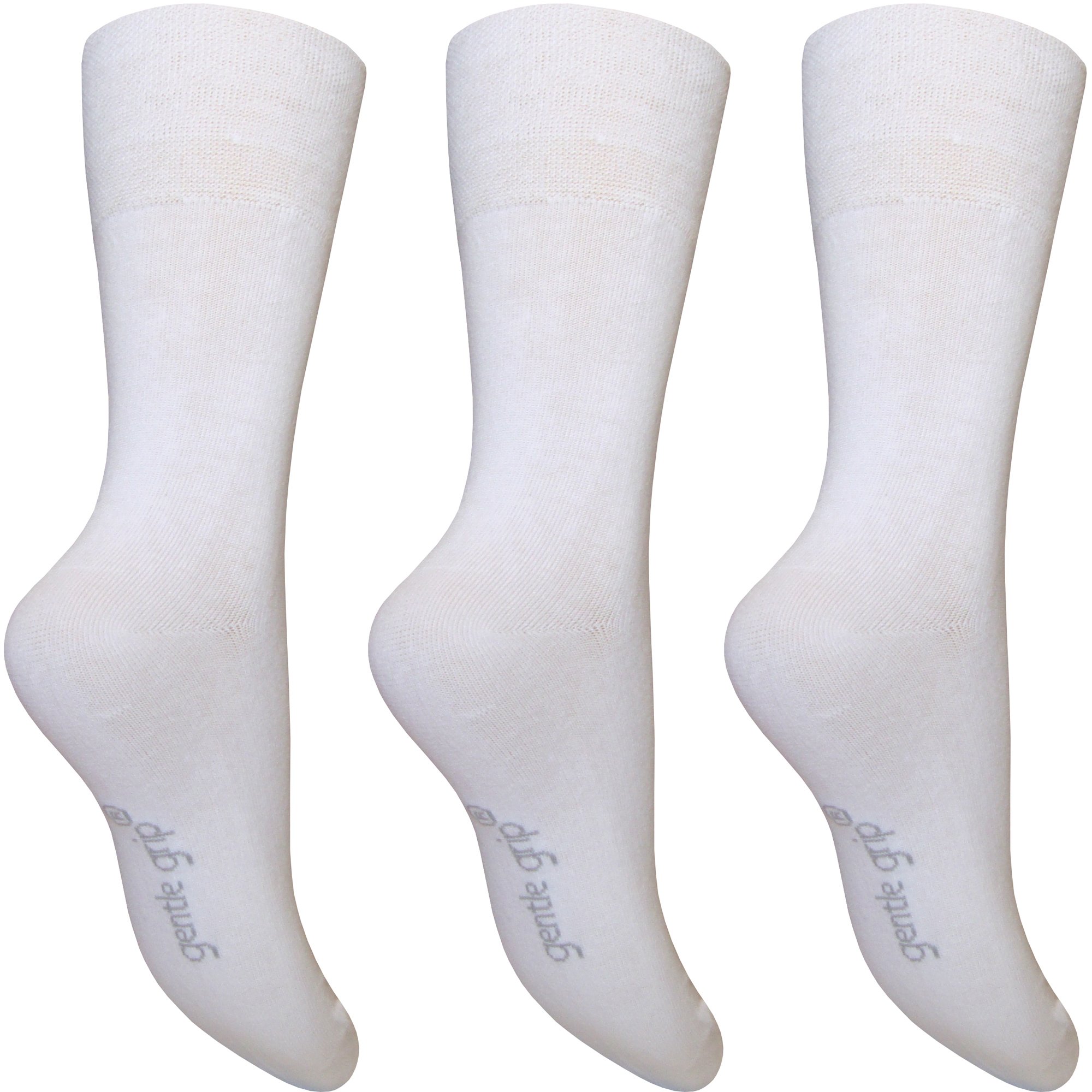 Teddyt's Women's White Gentle Grip Honeycomb Top Comfort Socks (3 Pair Pack)