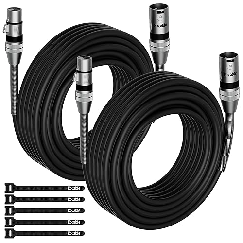Paquete de 2 cables de iluminación de escenario DMX a DMX de 50 pies, 110 ohmios de impedancia DMX macho a hembra (compatible con XLR), cable de