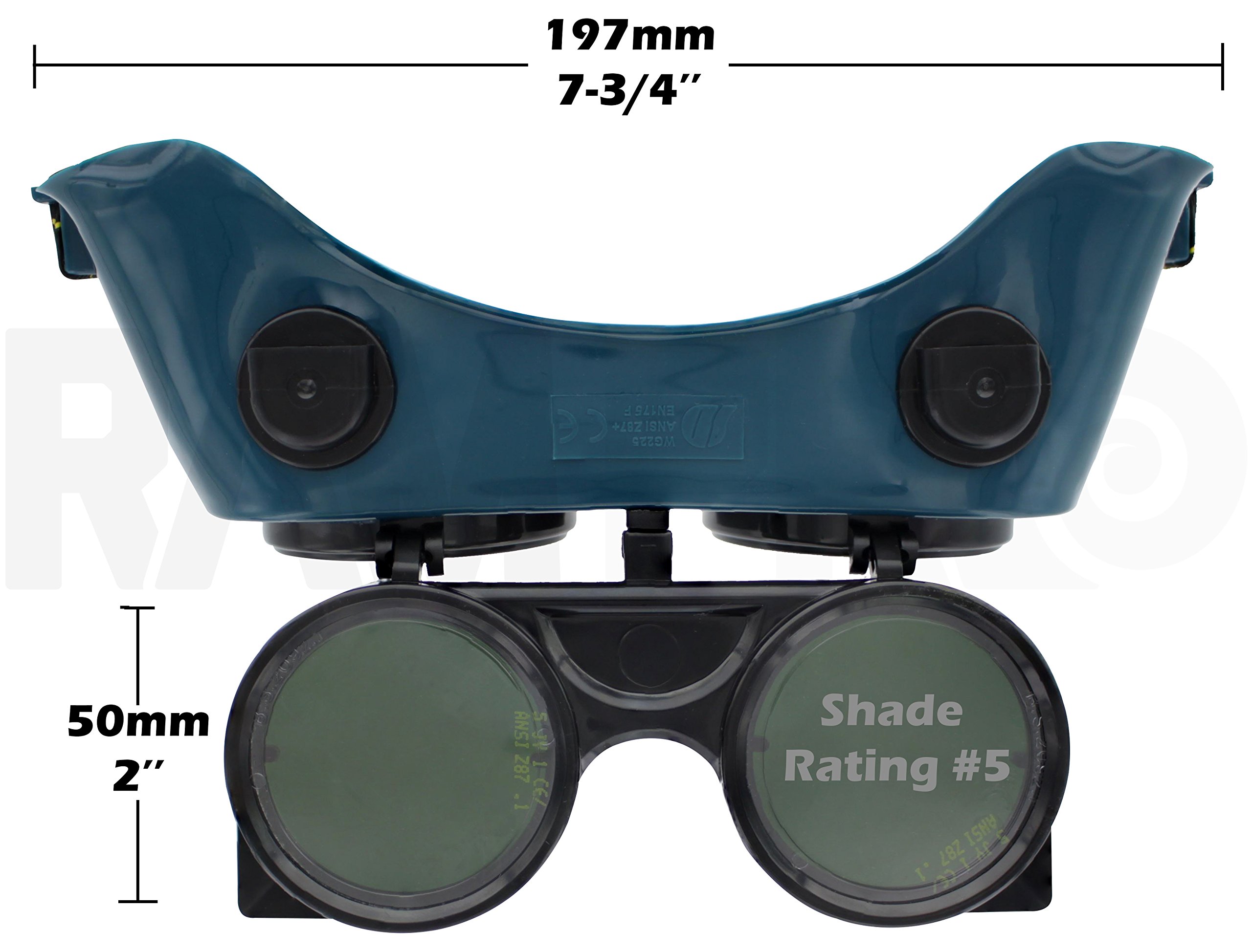 RAMPRO FlipUp Front Welding Goggles 50mm Eye Cups, Oxy