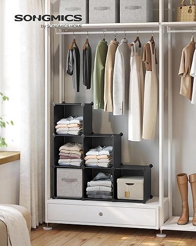 Miniatura 4 de SONGMICS Organizador de almacenamiento de 6 cubos, estante de armario de bricolaje, organizador de ropa de plástico, estantería modular, cubos de