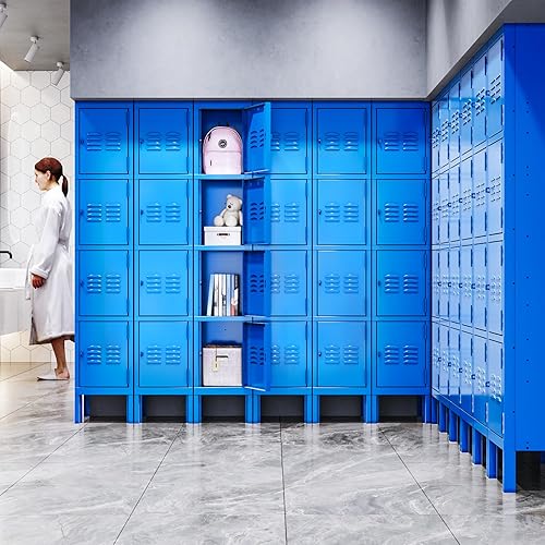 Miniatura 6 de Letaya Armario de metal para empleados, organizador de almacenamiento con cerradura de 4 niveles, armarios de pared de acero para el trabajo,