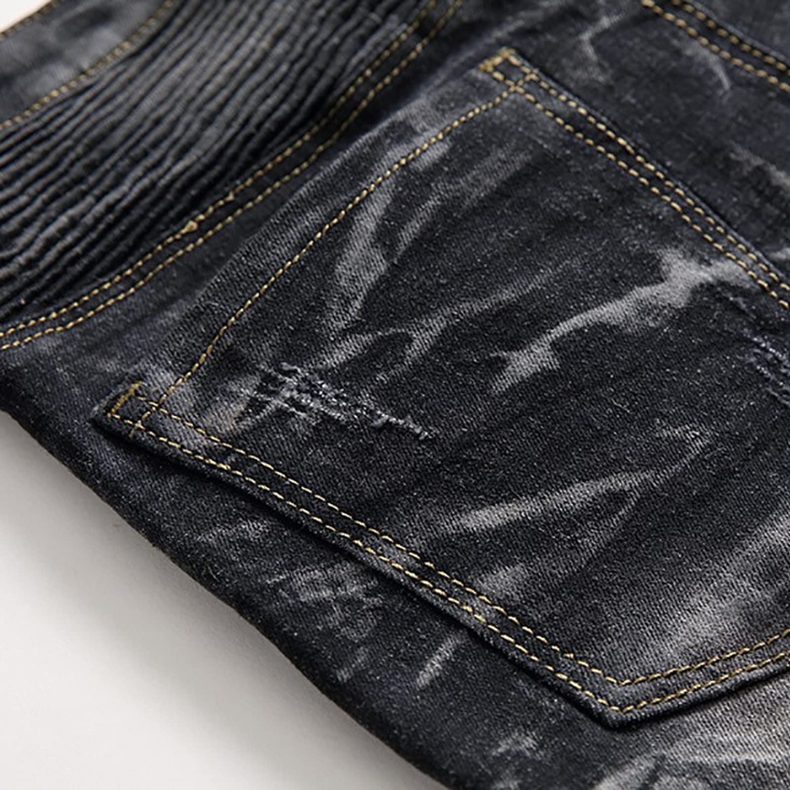 Pantaloni in jeans da uomo a coste, con tasche, in denim, slim fit, oversize, elasticizzati, leggeri, per il tempo libero, per l'estate