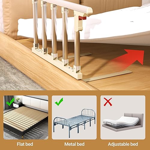 Miniatura 6 de Rieles de cama para adultos mayores, barandillas plegables de 29.5 x 16 pulgadas para personas mayores, aptas para cama matrimonial, individual,