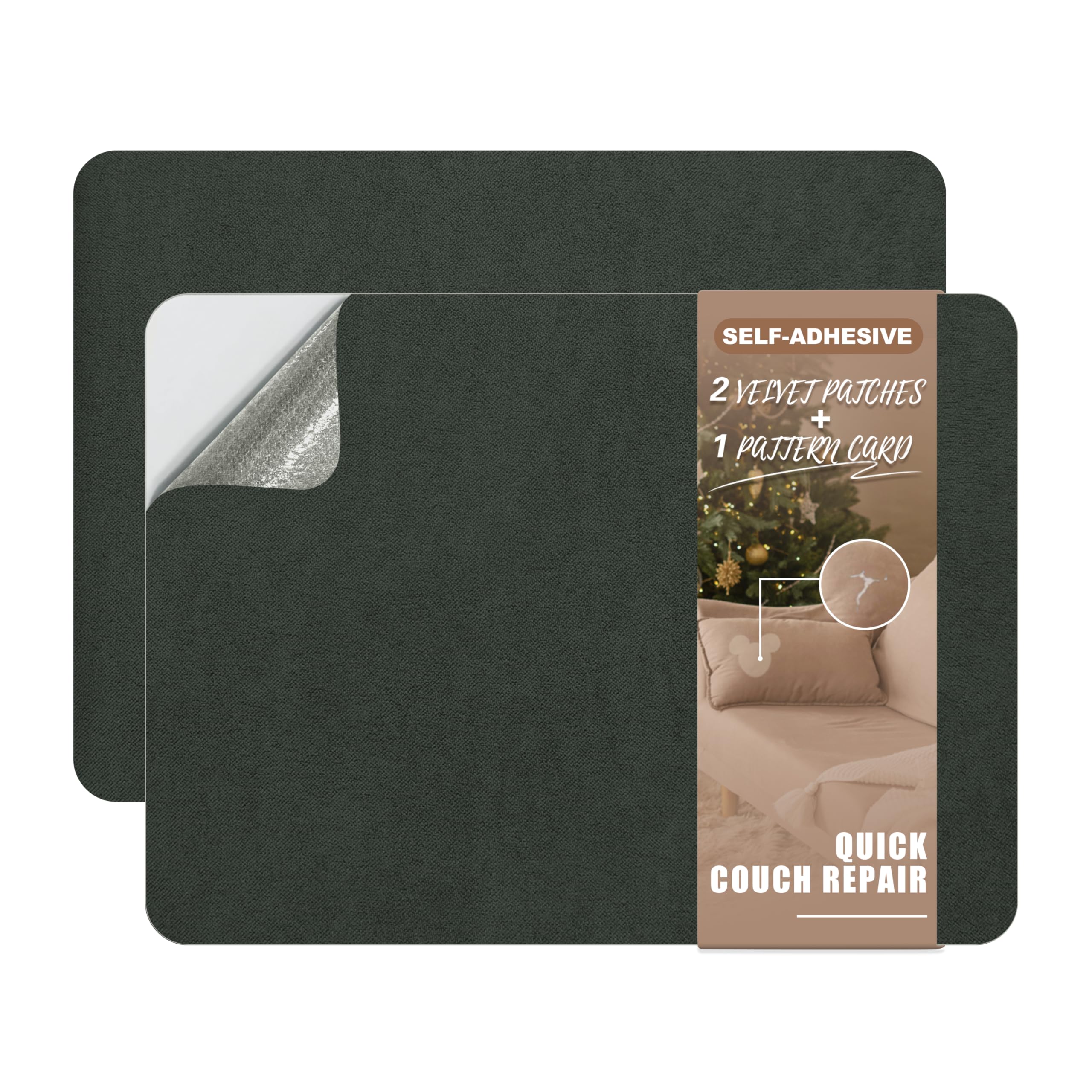 AzoburFabric Couch Repair Patch 8.3 x 11 inches,Self-Adhesive Fabric Repair Patch for Furniture,Handbag,Sofa,Car Seats-(Dark Grey)