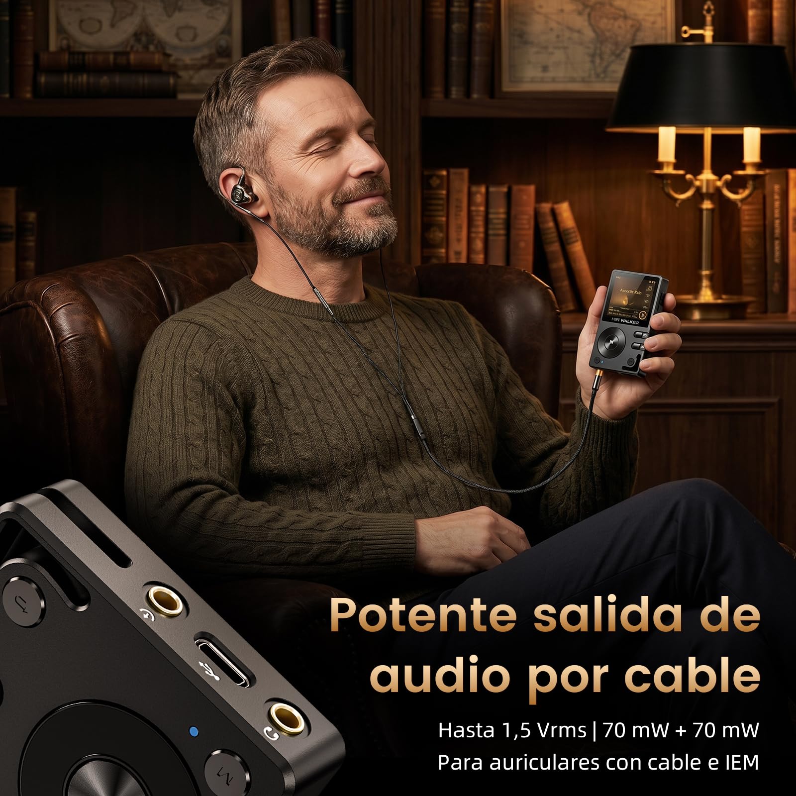 HiFi Walker H2 HiFi Reproductor MP3 con Bluetooth, Reproductor DSD FLAC sin pérdidas, Reproductor de música Digital, Reproductor de Audio portátil de Alta resolución con Tarjeta Micro SD de 32 GB,