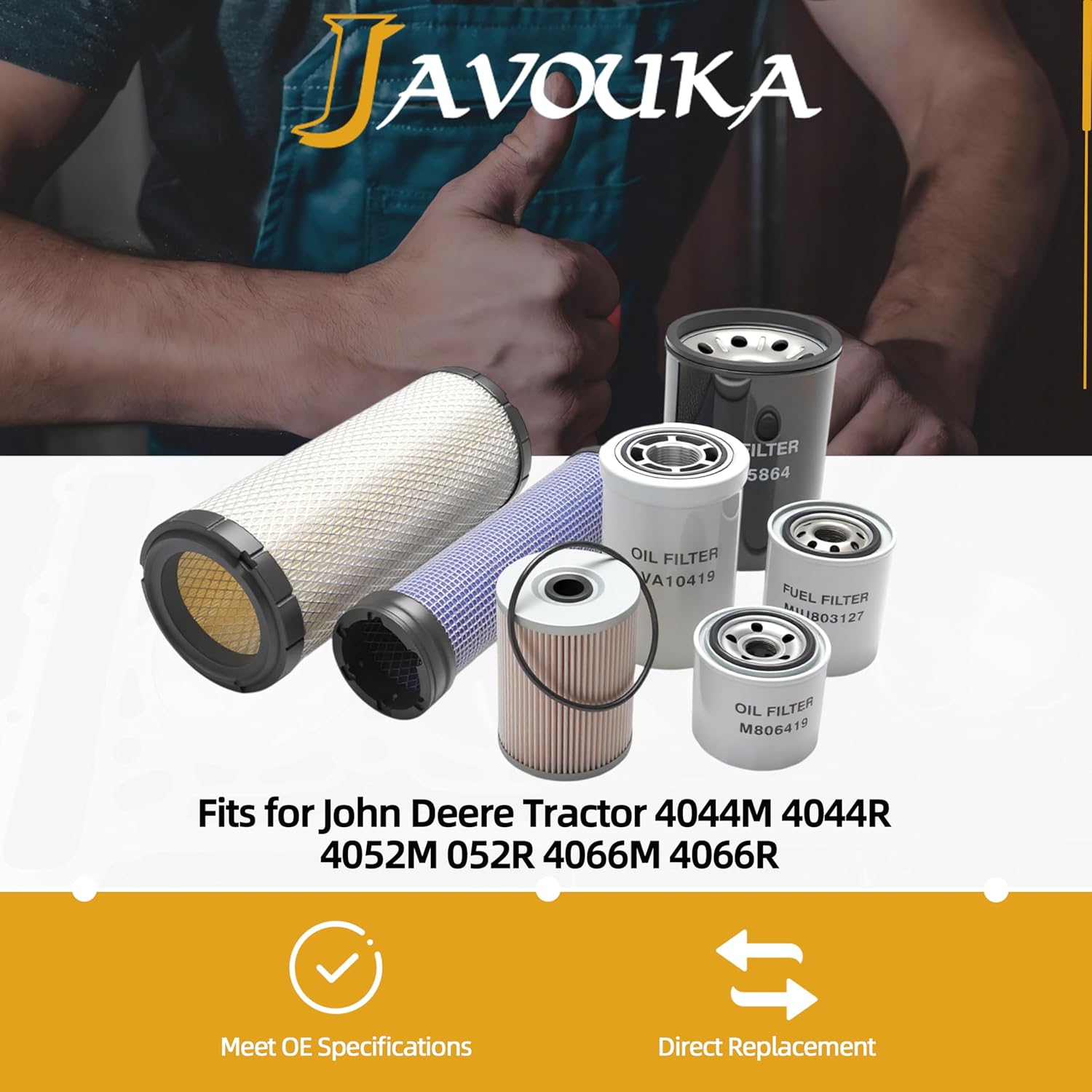 7 PCS Filter Kit Compatible with John Deere Tractor 4044M 4044R 4052M 052R 4066M 4066R Replaces OE#MIU803127 MIU802421 RE68048 RE45864 M806419 RE68049 LVA21039