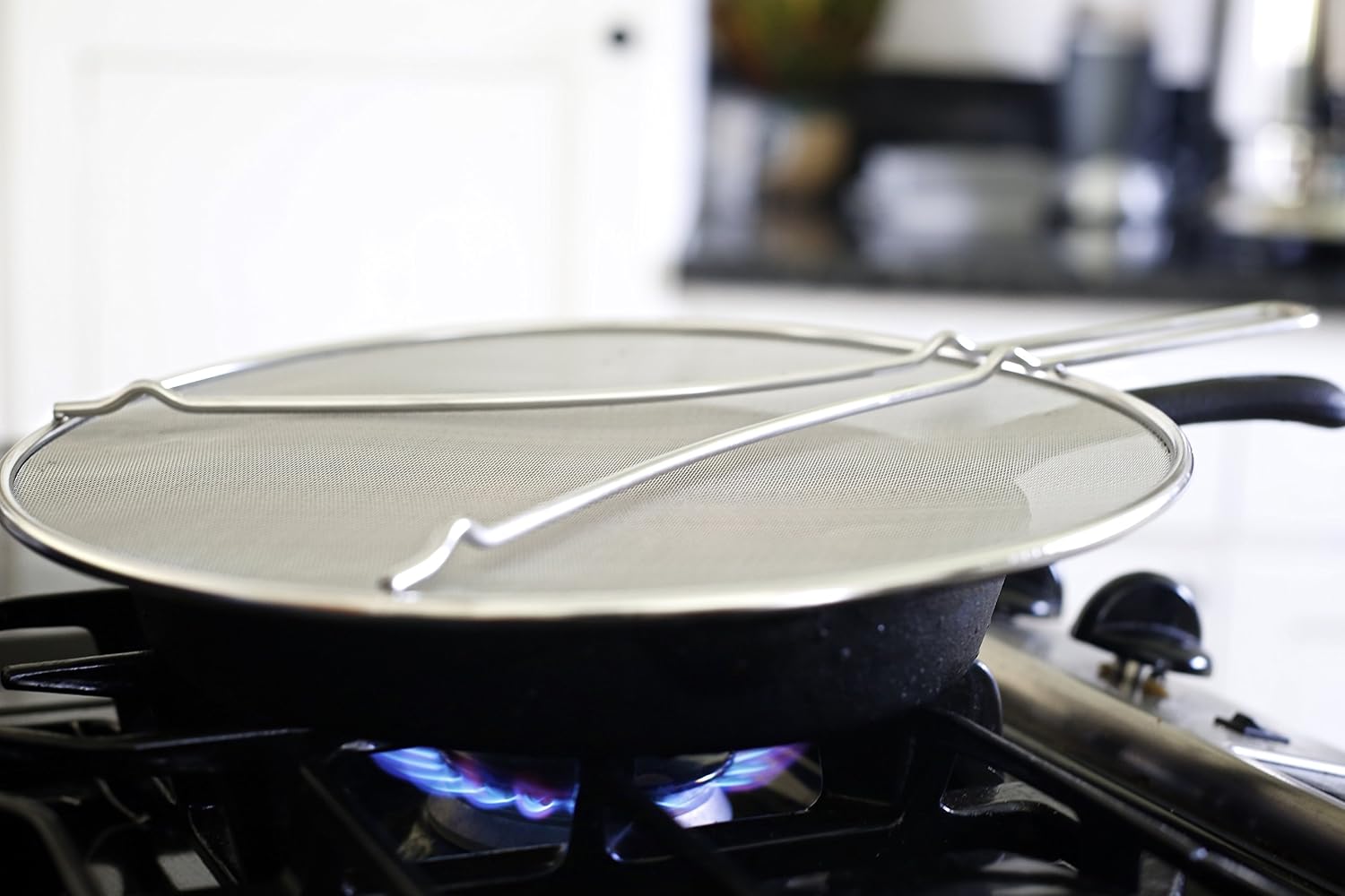 LiveFresh Premium Grease Splatter Screen for Frying Pan 13" - Stops 99% of Hot Oil Splash - Protects Skin from Burns - Splatter Guard for Cooking - Iron Skillet Lid Keeps Kitchen Clean