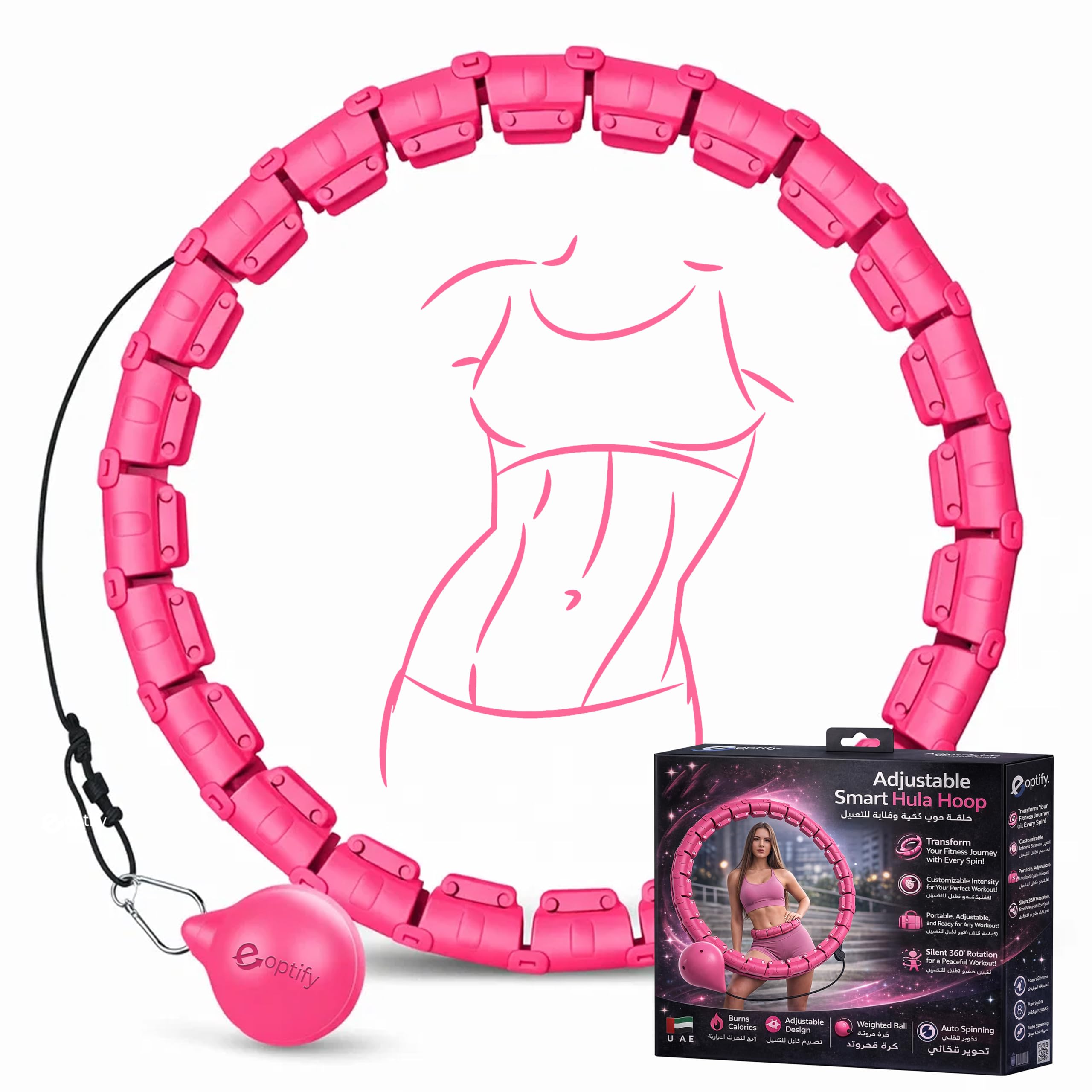 Weighted Fit Hula Hoop Plus Size for Adult Weight Loss, Universal 24 Detachable Links Smart Fitness Infinity Hula Hoop, Adult & Beginners Exercise Fit Hula Hoop Fitness & Massage Pilates Ring
