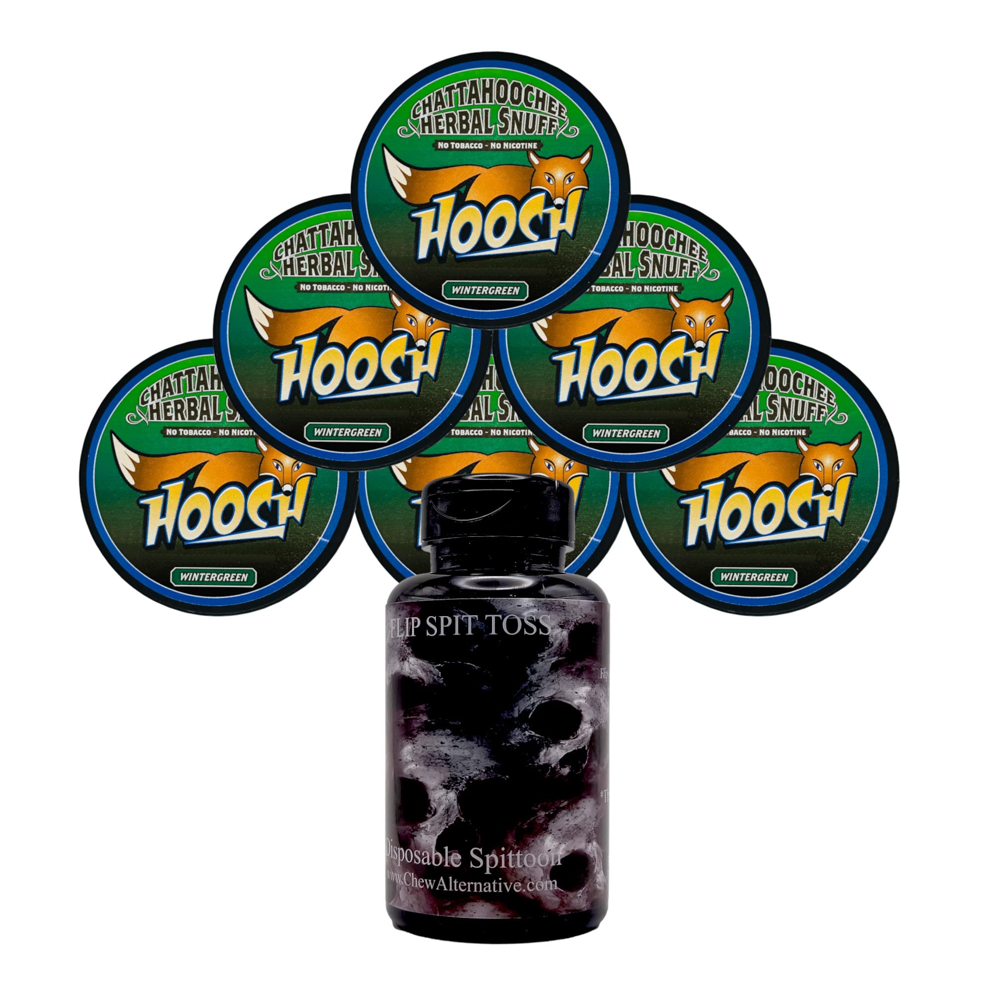 DC Crafts Nation Mud Bud Spittoon with 6 Cans Hooch Herbal Snuff Wintergreen Rough Cut - Skulls