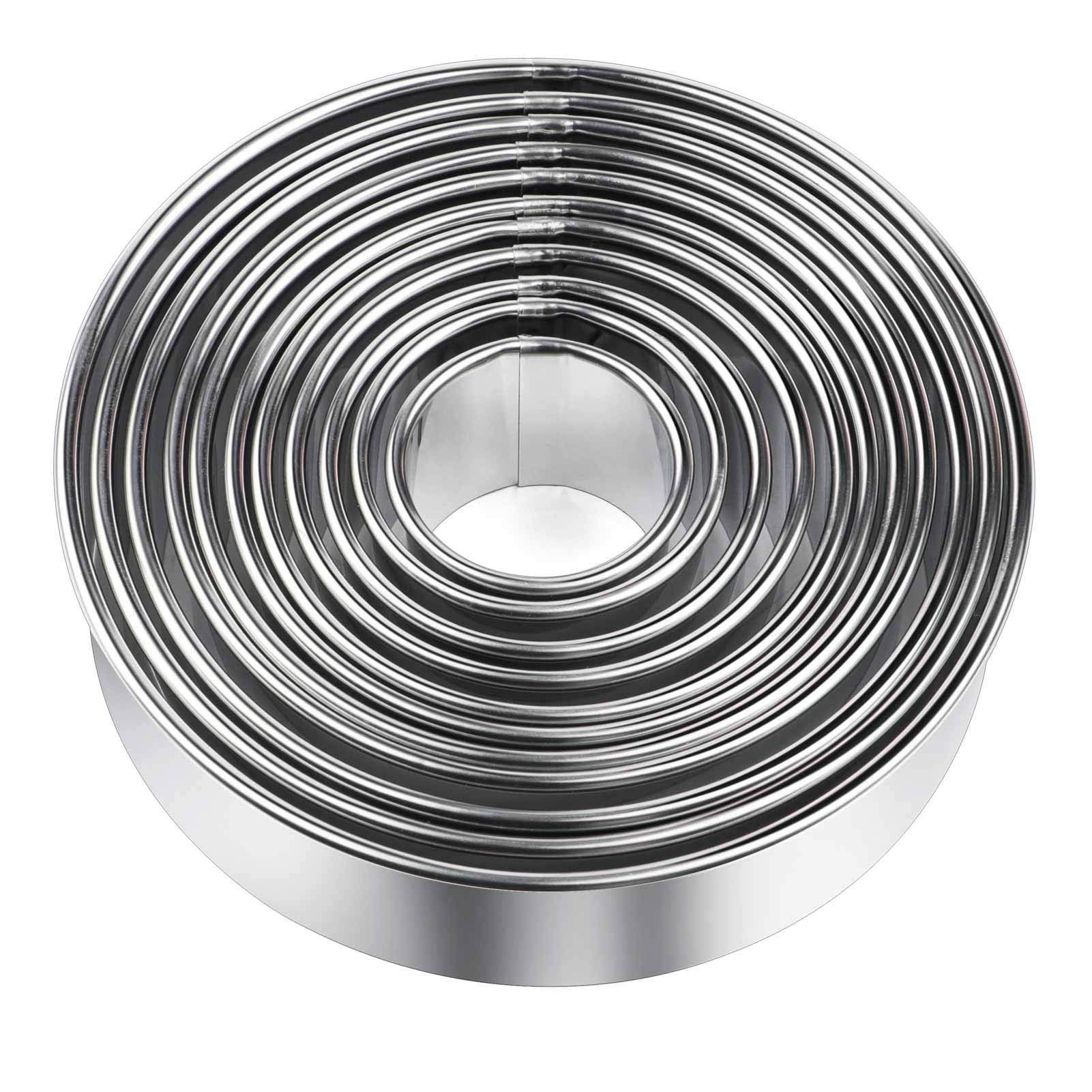 11 Pcs Biscuit Cutter Set, Stainless Steel Round Cookies Cutter for Donut and Scone, Ring Pastry Molds with Storage Box