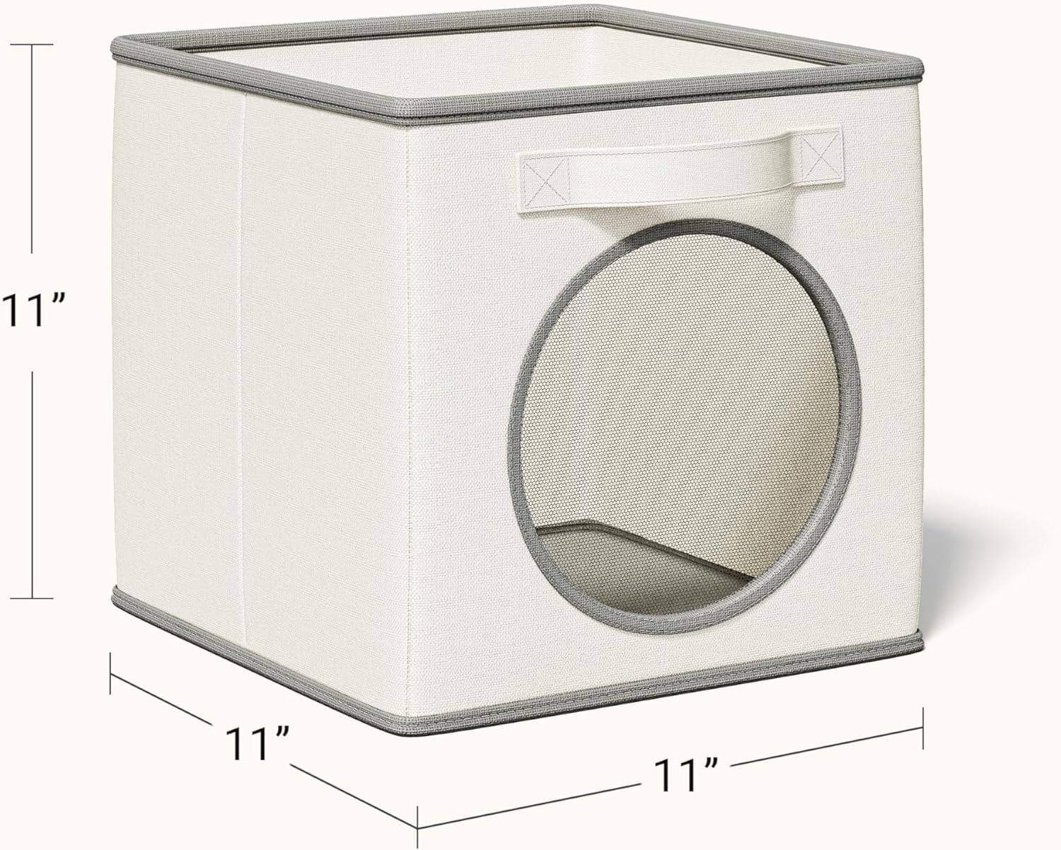 Vailando Ultra Thick Fabric Foldable Storage Cubes with Mesh Window - 11 Inch Cube Storage Organizer for Clothes, Shelves, Offices, Toys & Misc, White & Ivory, 4 Pack