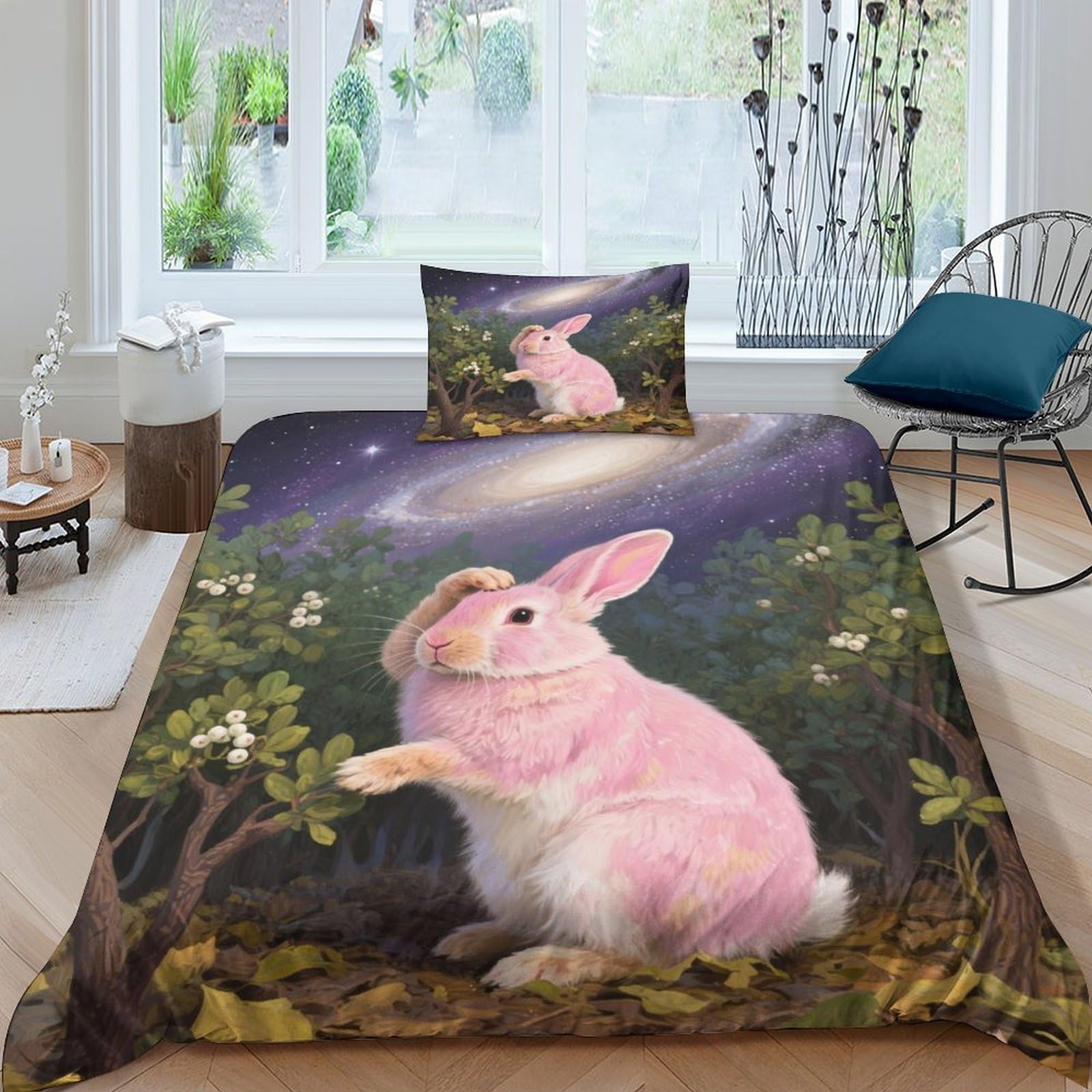 Housse de couette lapin rose 3D, le cadeau d'anniversaire idéal pour enfant