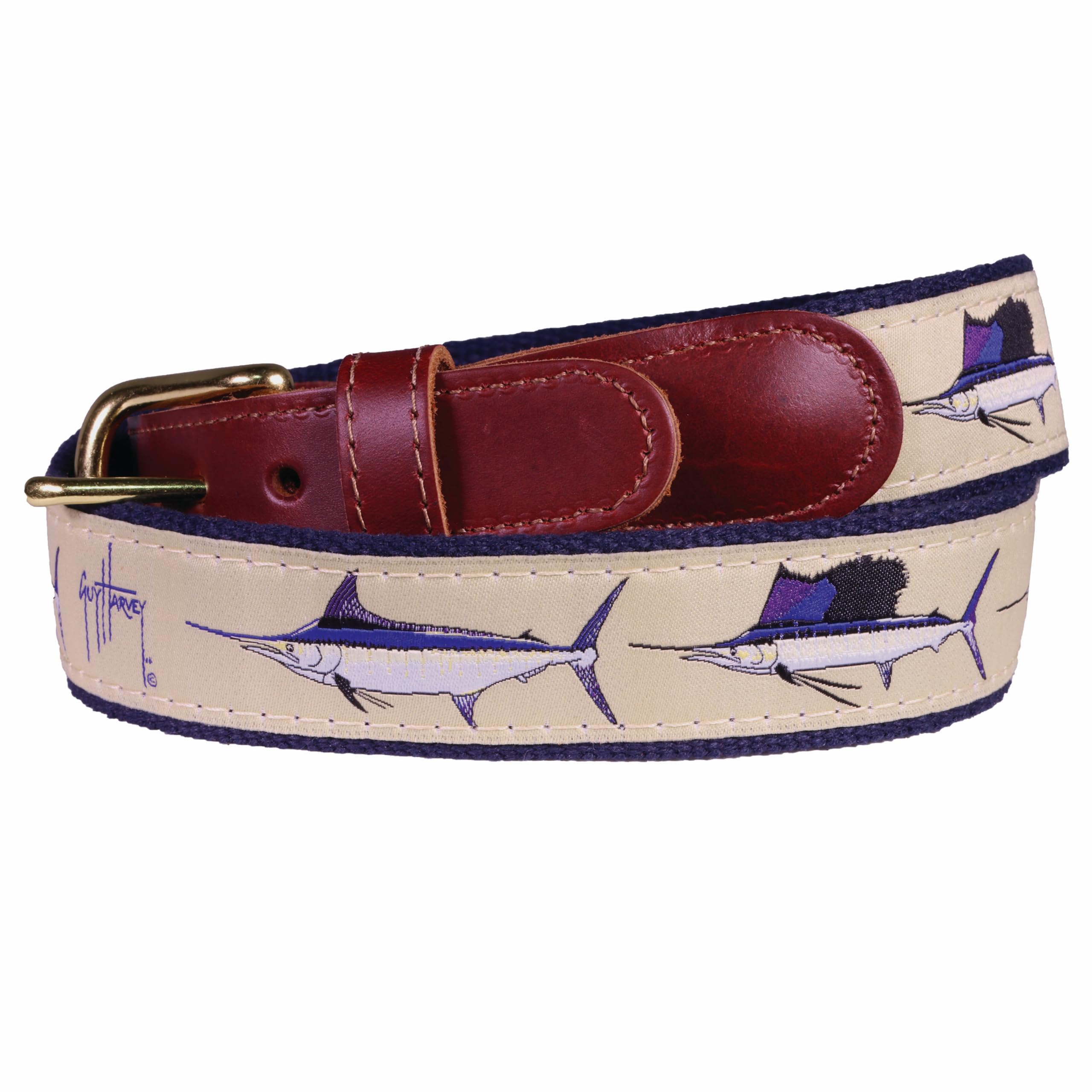 Guy Harvey Mens Leather Tab Belts