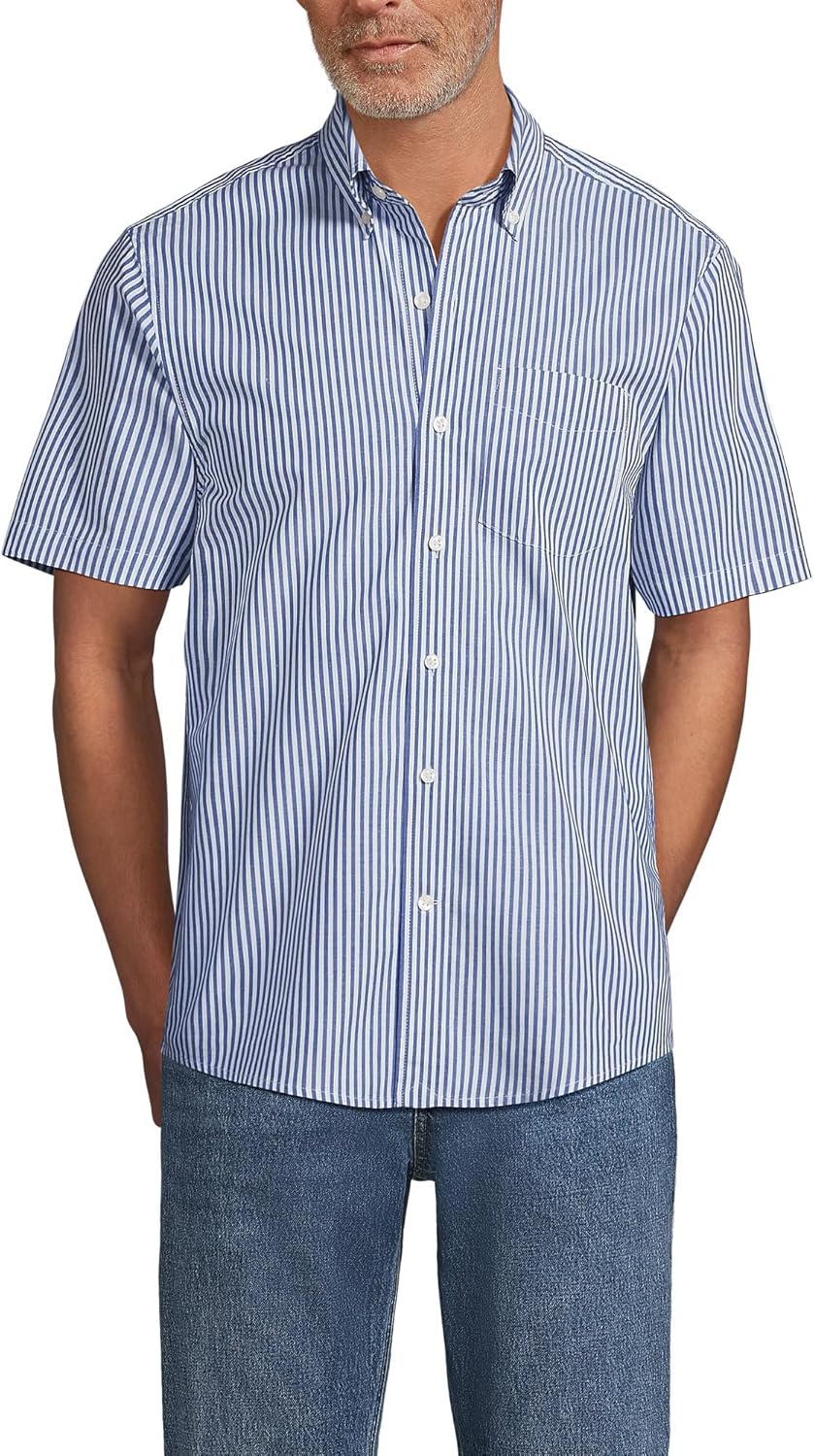 Lands' End Men's Short Sleeve Essential Lightweight Poplin