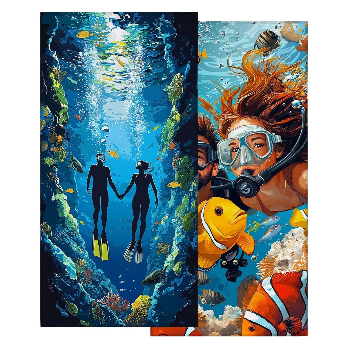 Toalla Playa 90x180 cm, Toalla Gimnasio Microfibra Secado Rapido, Juego de 2 Antiarena Toallas de Playa, Ligera Compacta Toallas Microfibra Grande para Viaje, Regalo Hombre Regalo Mujer (Océano) -4767