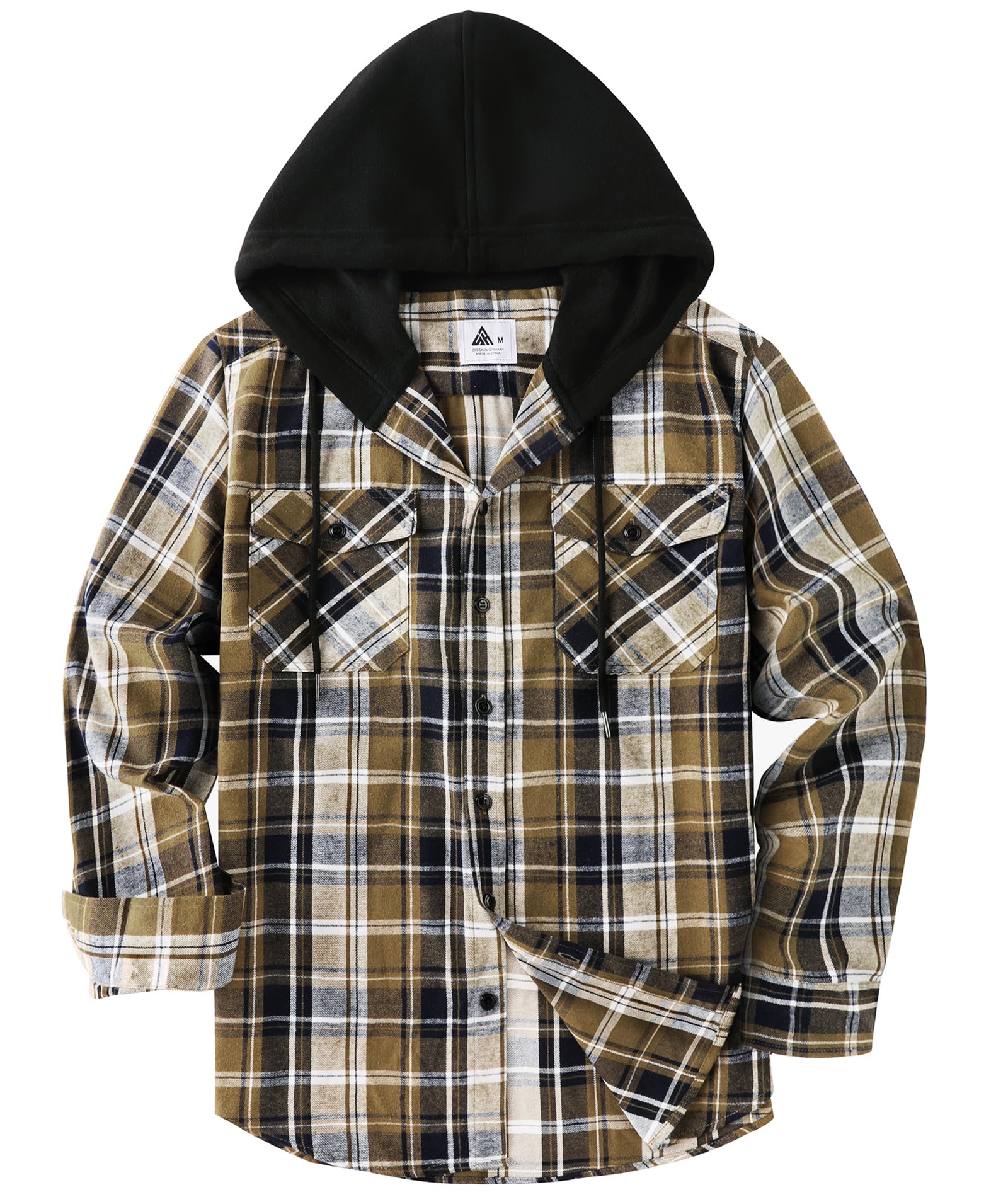 SwissWell Camicia Uomo Flanella Felpe Uomo Camicia a Quadri Manica Lunga Casual Camicia con Cappuccio M-3XL