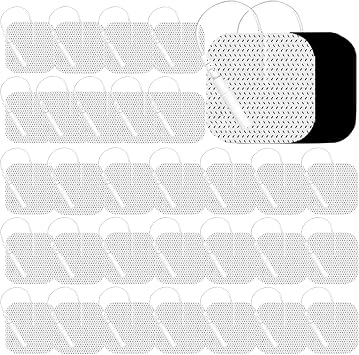 Tens Unit Electrode Pads 2x2" 32Pcs Compatible with 7000 & AUVON TENS, 50 Reuses Medical-Grade Tens Unit Pads Replacement, FDA 510k Cleared, Self-Adhesive, Latex-Free, 2 mm Pin Connector