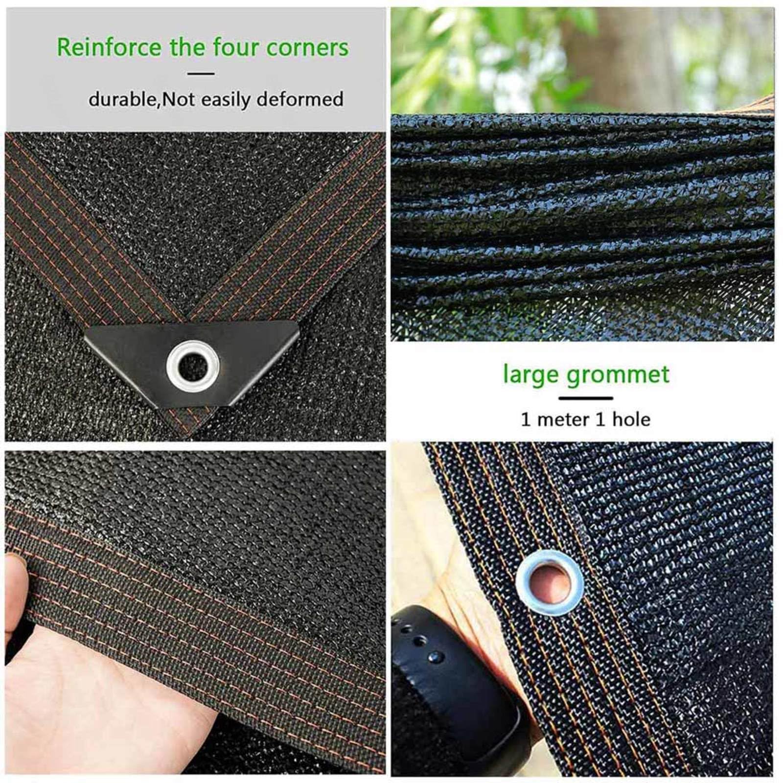 Lona con ojales para exteriores de 5 x 5 pulgadas, toldo de protección UV del 90 %, tela duradera para jardín, balcón, patio, malla antigranizo, versátil color negro, refugio de 4 x 7 m