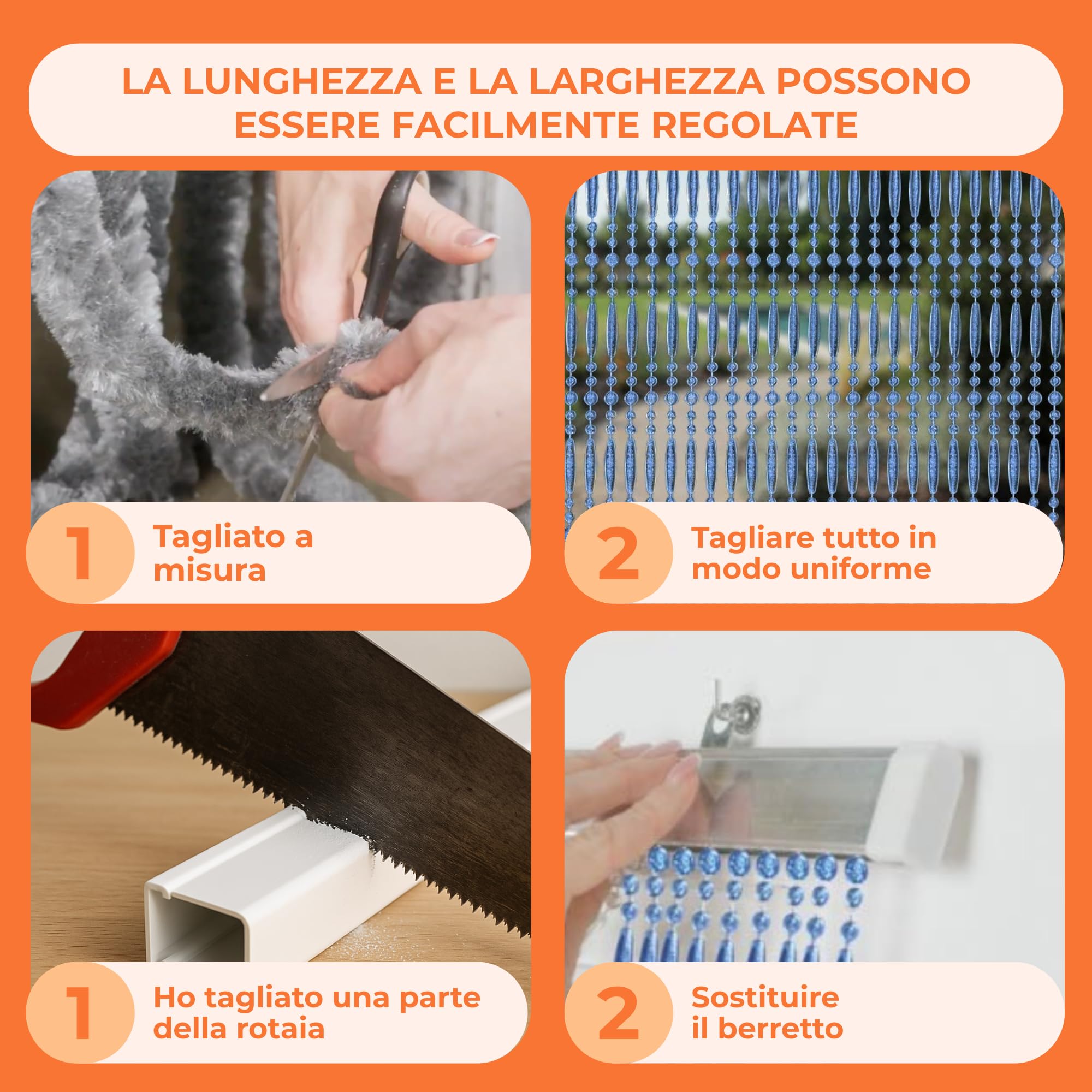 Trente Tenda di Perline – Diverse dimensioni e colori, Zanzariera per Porta del Balcone, Perline Anti-Insetti, Tenda Anti-Mosche Blu Zaffiro 100 x 230 cm