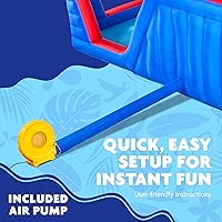 Vista 5 de Sunny & Fun - Parque inflable de cuatro esquinas, resistente para diversión al aire libre, pared de escalada, tobogán y piscina profunda, fácil