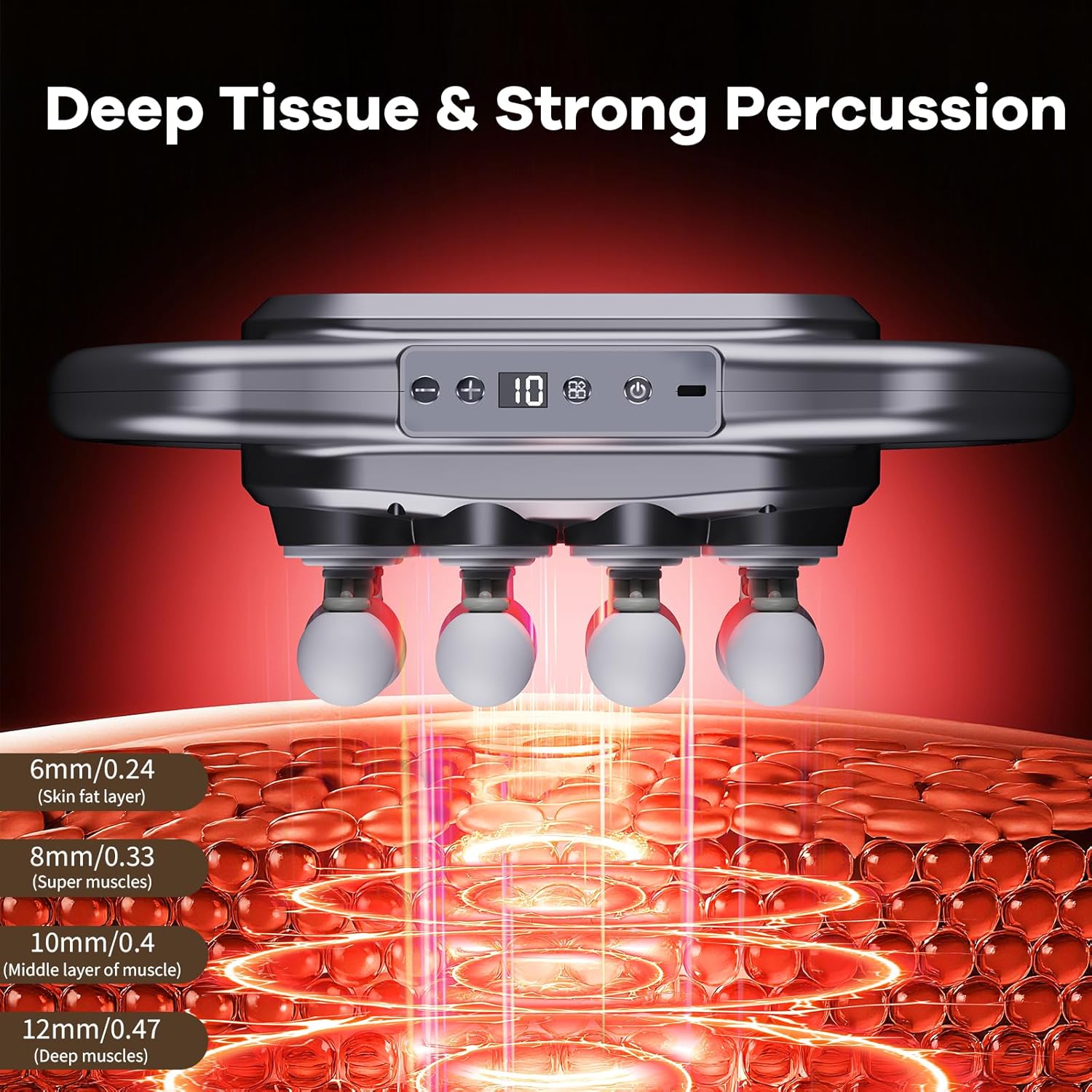16-Head Massage Gun,2026 Upgrade Deep Tissue Percussion Massager with 9 Modes 9 Intensities, 2600mAh 6H Runtime, Quiet Muscle Tension Release Electric Massage Tools for Back, Shoulders, Legs - Image 2