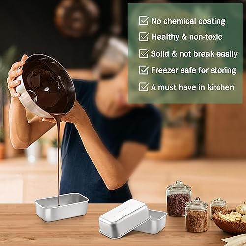 TeamFar Mini Loaf Pan, 6 PCS Stainless Steel Loaf Pans for Baking Bread, 6.3 x 3.5 Inch Bread Baking Pan for Homemade Bread, Meatloaf, Cake and Brownies, Non-Toxic, Oven & Dishwasher Safe - Thumbnail 5