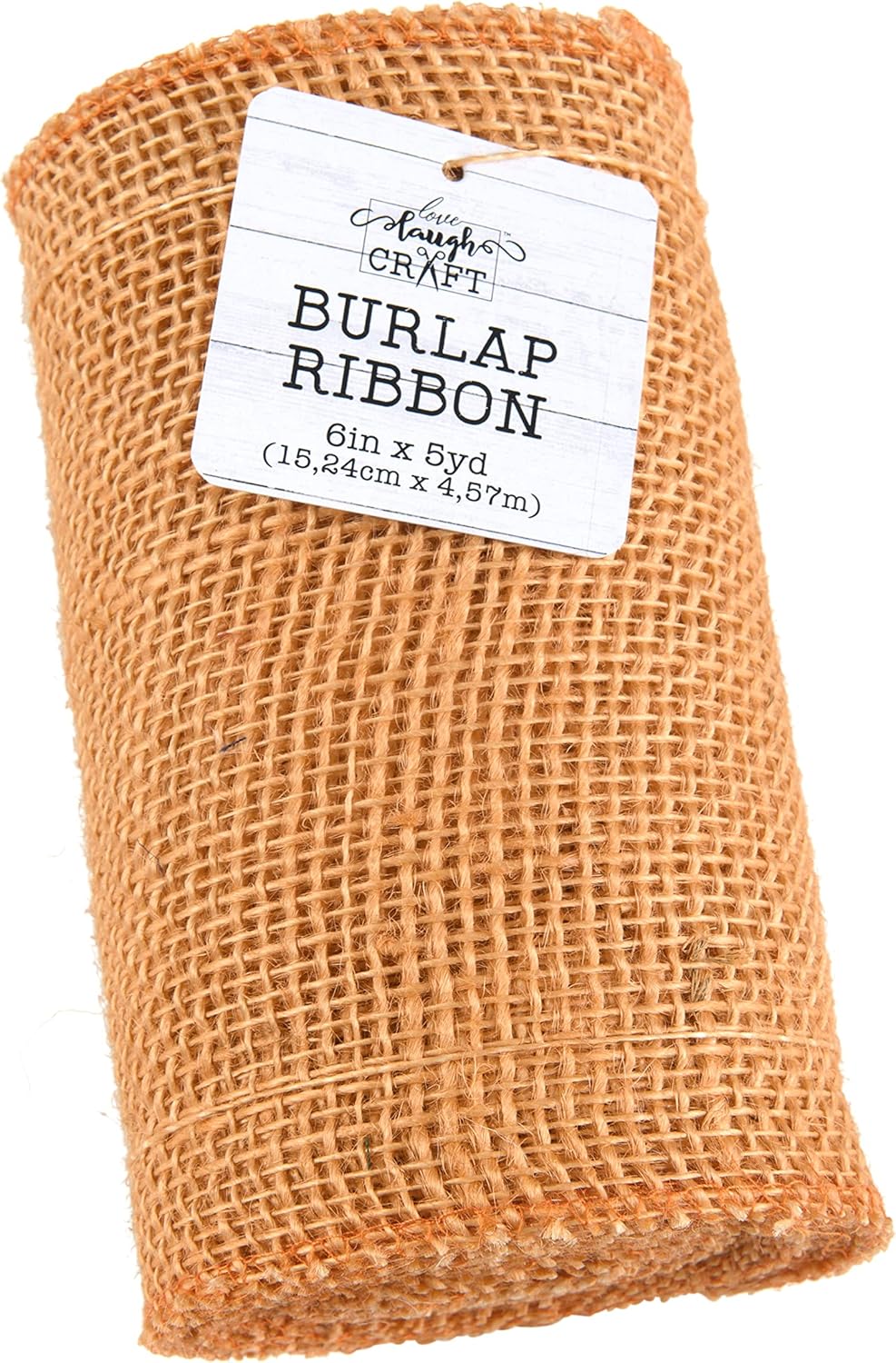Love Laugh Craft Jute Burlap, Finished Edges, 6 Inch x 5 Yards, 7 Rolls, Mango