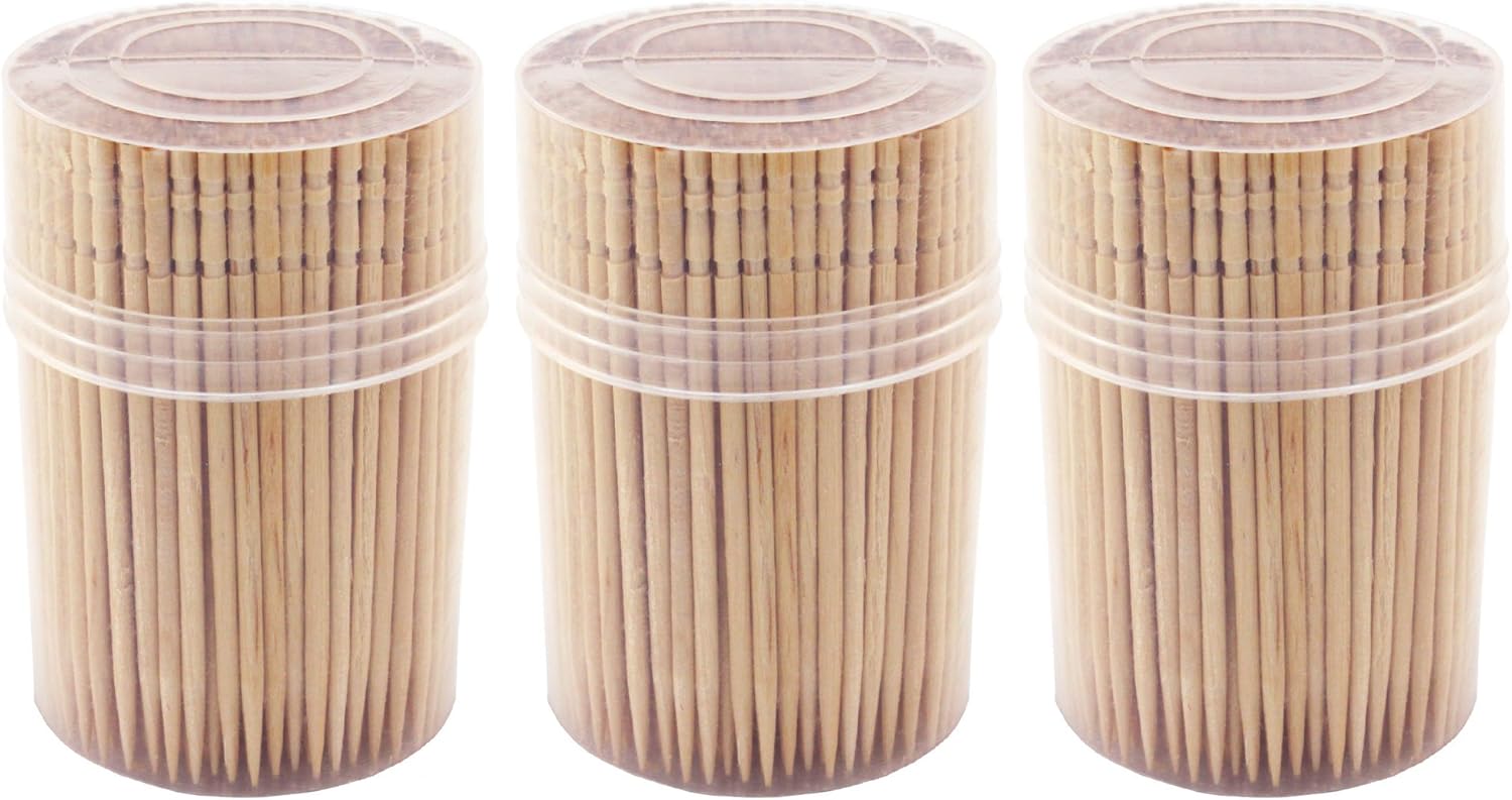 Uр Tо 40% оƒƒ BambooMN Premium Wooden Round Toothpicks with Storage Holder for Food or Cleaning Your Teeth, 3 Packs of 300 Pieces, Party Supplies Amаzіng 🔥 BambooMN Premium Wooden Round Toothpicks with Storage Holder for Food or Cleaning Your Teeth, 3 Packs of 300 Pieces, Party Supplies