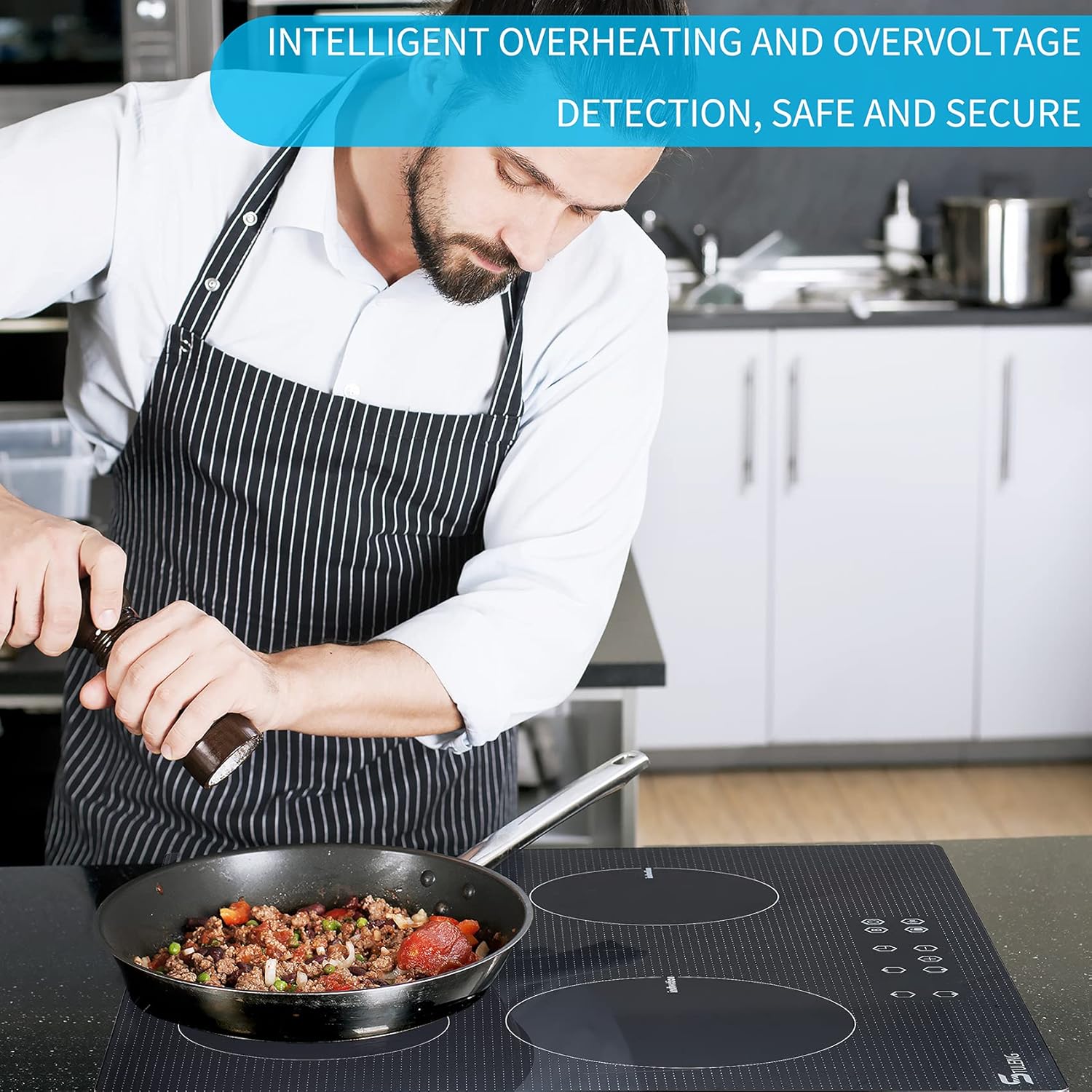 Electric Cooktop, STULENG 5 Burner Cooktop Stove Top 30 Inch Built In Countertop, Radiant Glass Cooktop Infrared Cooker,Sensor Touch Control 9 Heating Level, Timer, Kid Safety Lock, Wiring Black : Appliances