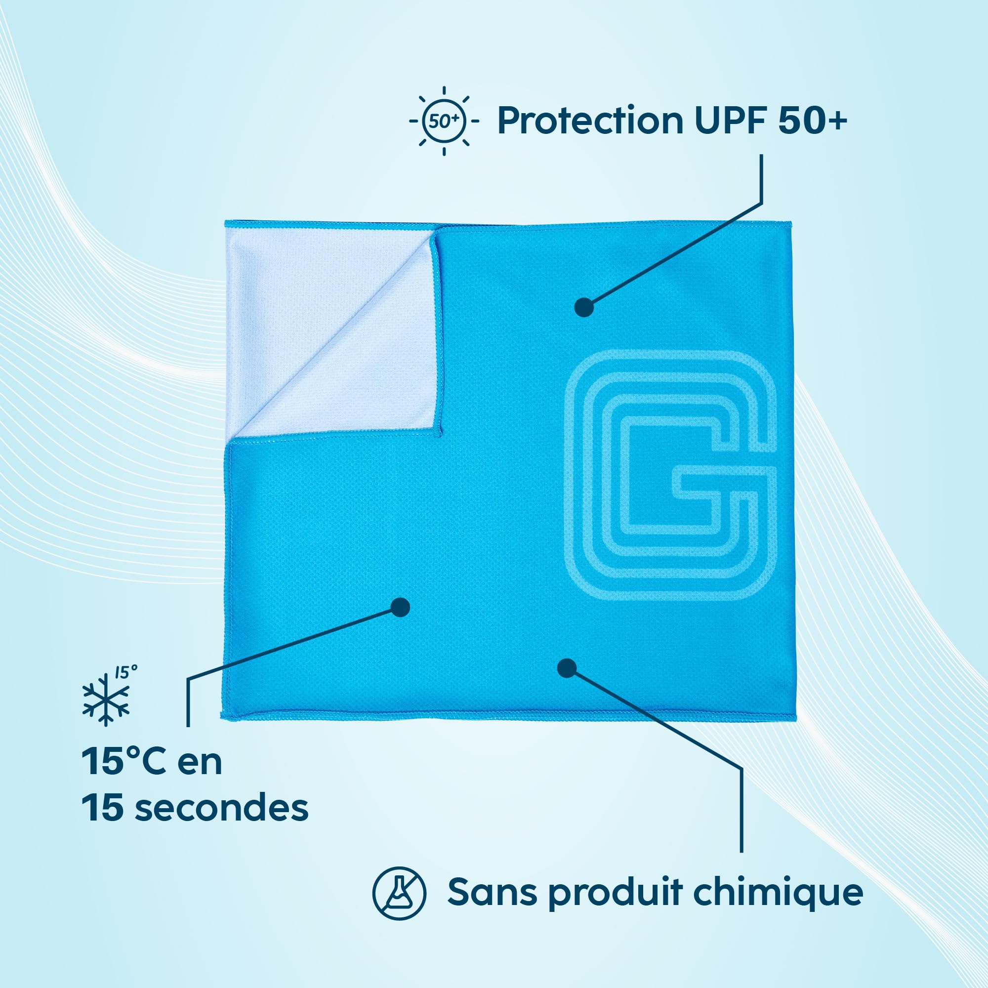 G-HEAT – Serviette Microfibre de Refroidissement & Sport | 100x30cm | Anti-Transpiration, Séchage Rapide & UPF50+ | Serviette Rafraîchissante Multi-Usages (Fitness, Yoga, Sport, Voyage, Randonnée)