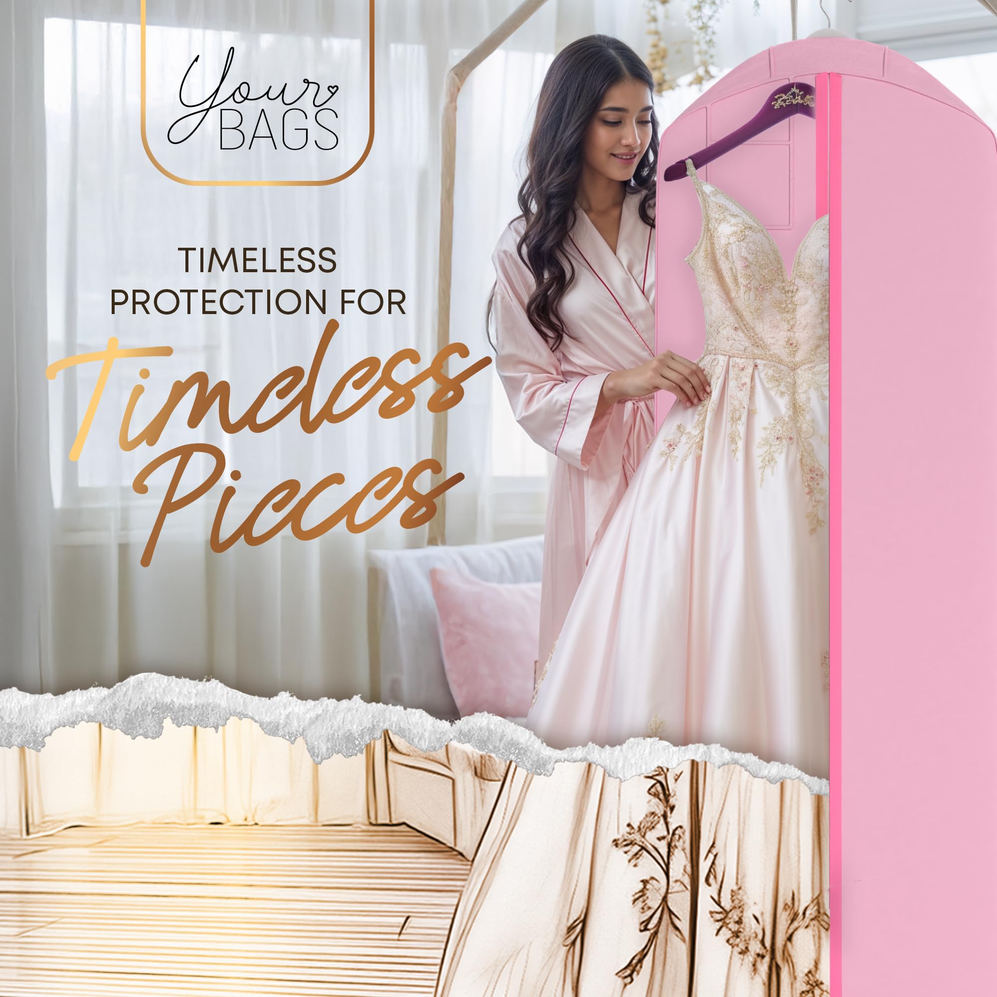 Amazon.com: Your Bags Quinceanera Dress Garment Bag - Garment Bags for  Hanging Gowns or Storage Preservation - 72