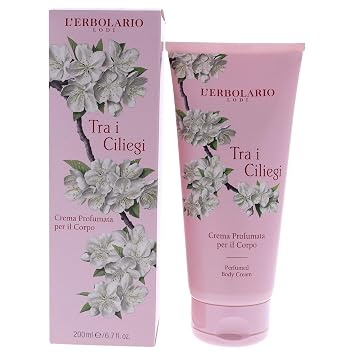 LErbolario Perfumed Body Cream - Moisturizing Body Butter with Cherry Extract - Softening Skin Care with Vitamin-Rich Oils - Tra i Ciliegi - 6.7 oz