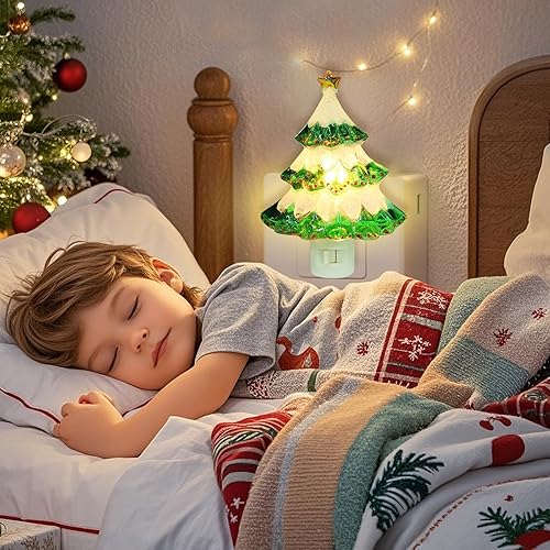 Miniatura 5 de MUMTOP Luces nocturnas de Navidad que se enchufan a la pared, luz nocturna de árbol de Navidad, luz nocturna para dormitorio de Navidad o baño,
