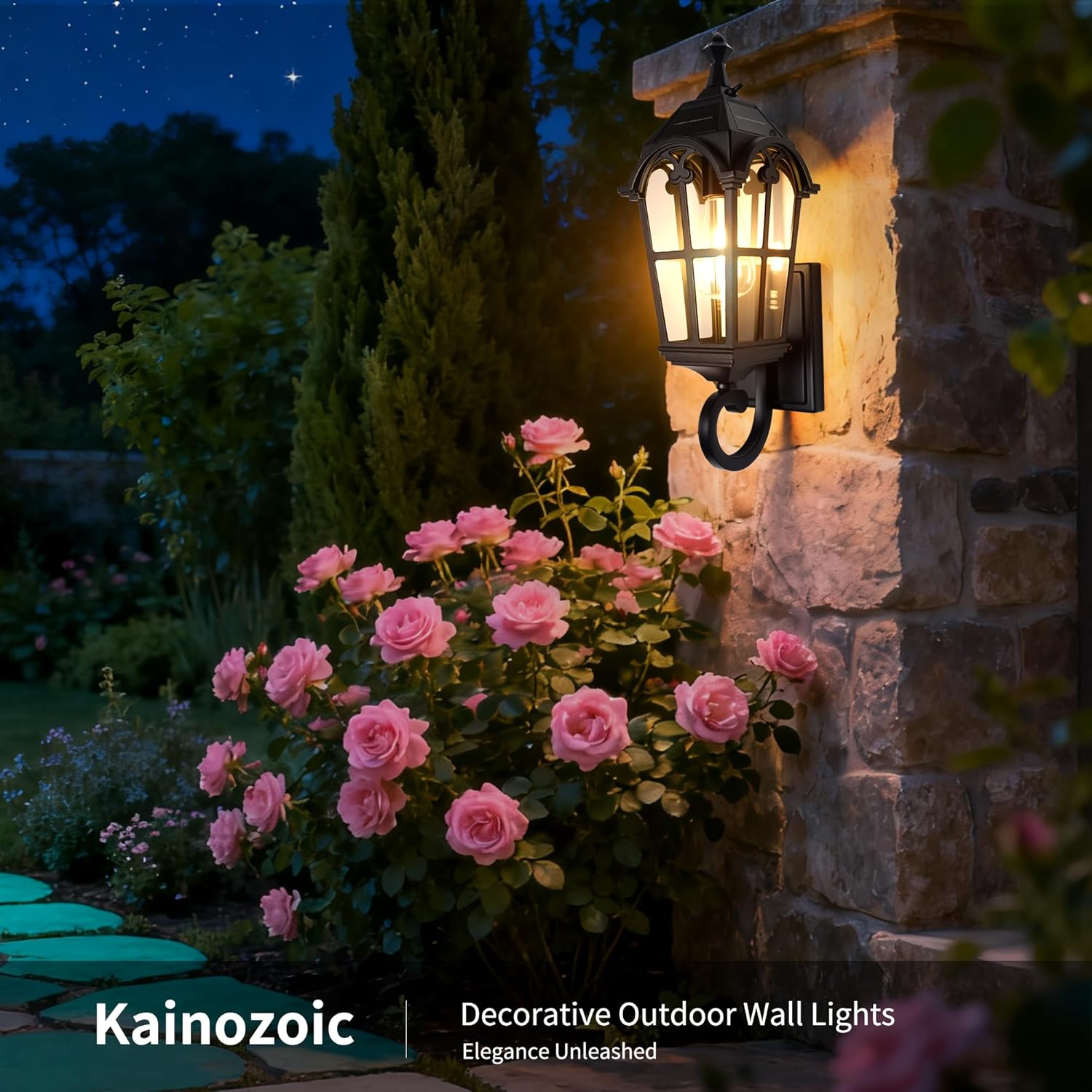 Outdoor Solar Wall Lights with Bulb Waterproof Solar Porch Lights Dusk to Dawn Exterior Light Anti-Rust Exterior Lighting Fixtures Outside Light for House Porch Garage Garden Balcony