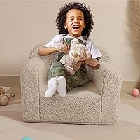 Vista 2 de Silla de sherpa suave y cómoda para niños, silla de espuma para niños y niñas, color gris claro
