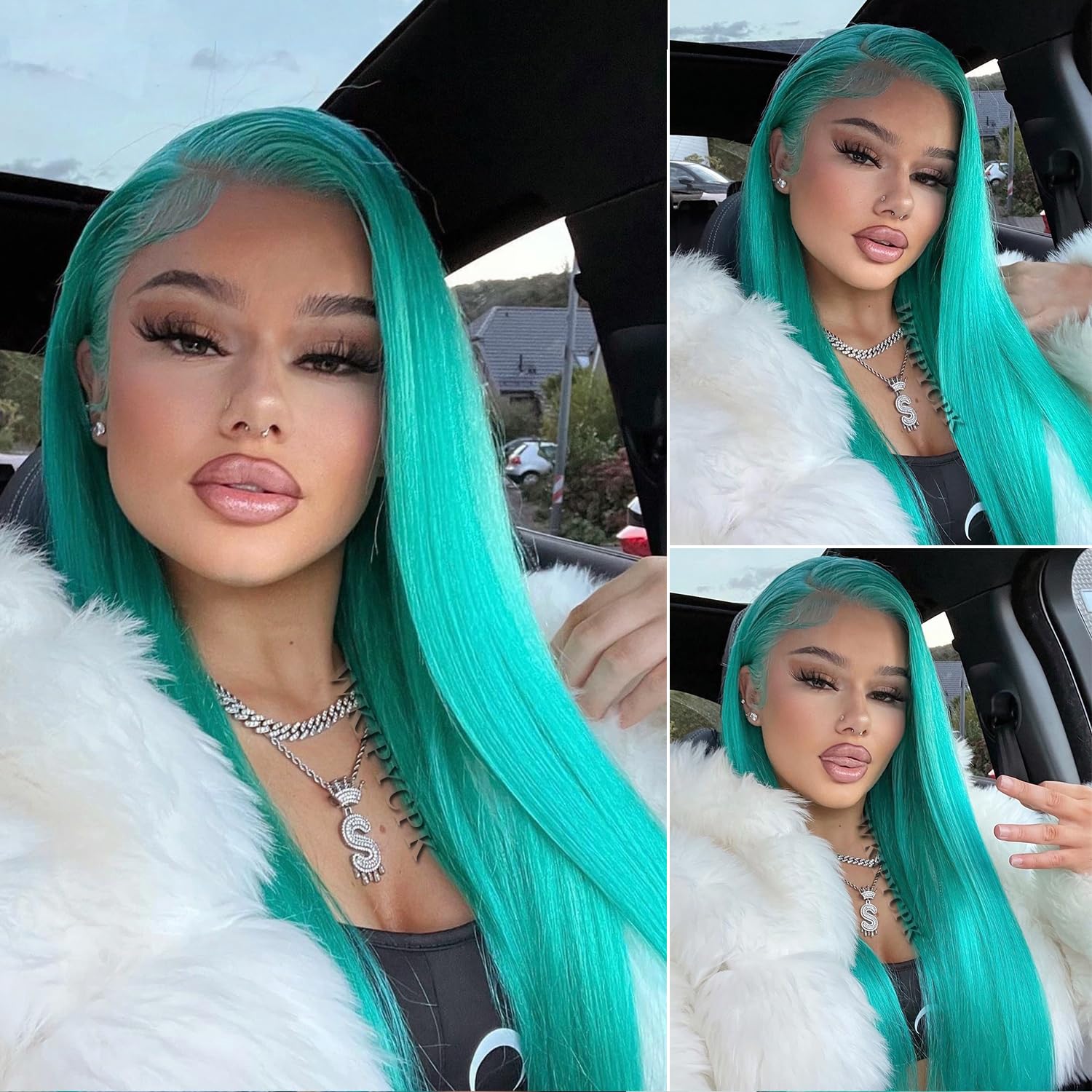 ♥️ 22” LIGHT GREEN STRAIGHT LACE FRONT WIG? *NWT 61aArskPhFL.jpg_BO30,255,255,  main image 2