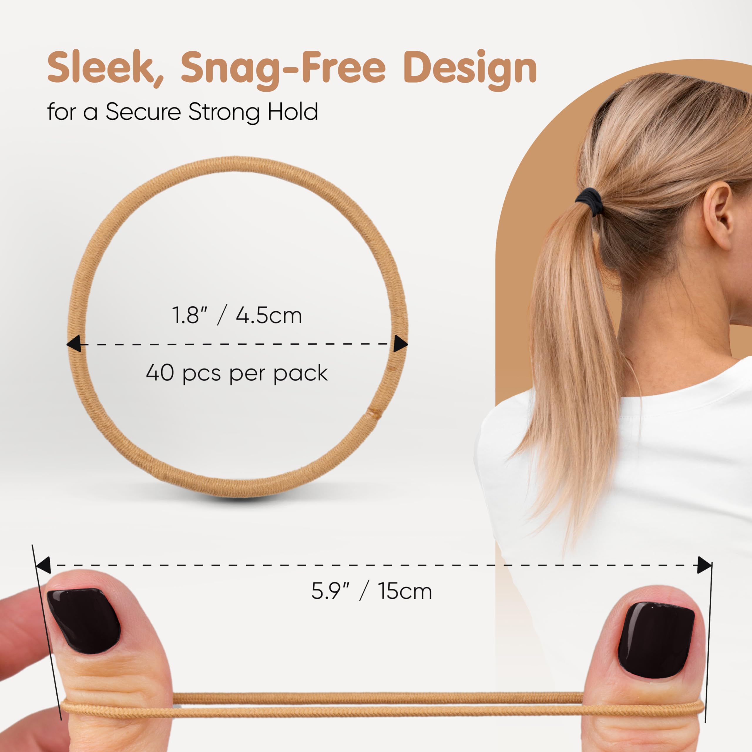 Hold Me Tight Hair Bands For Women 4mm Thick Elastic Bobbles 80pcs Snag Free Hairbands For Girls and Ladies - Image 2