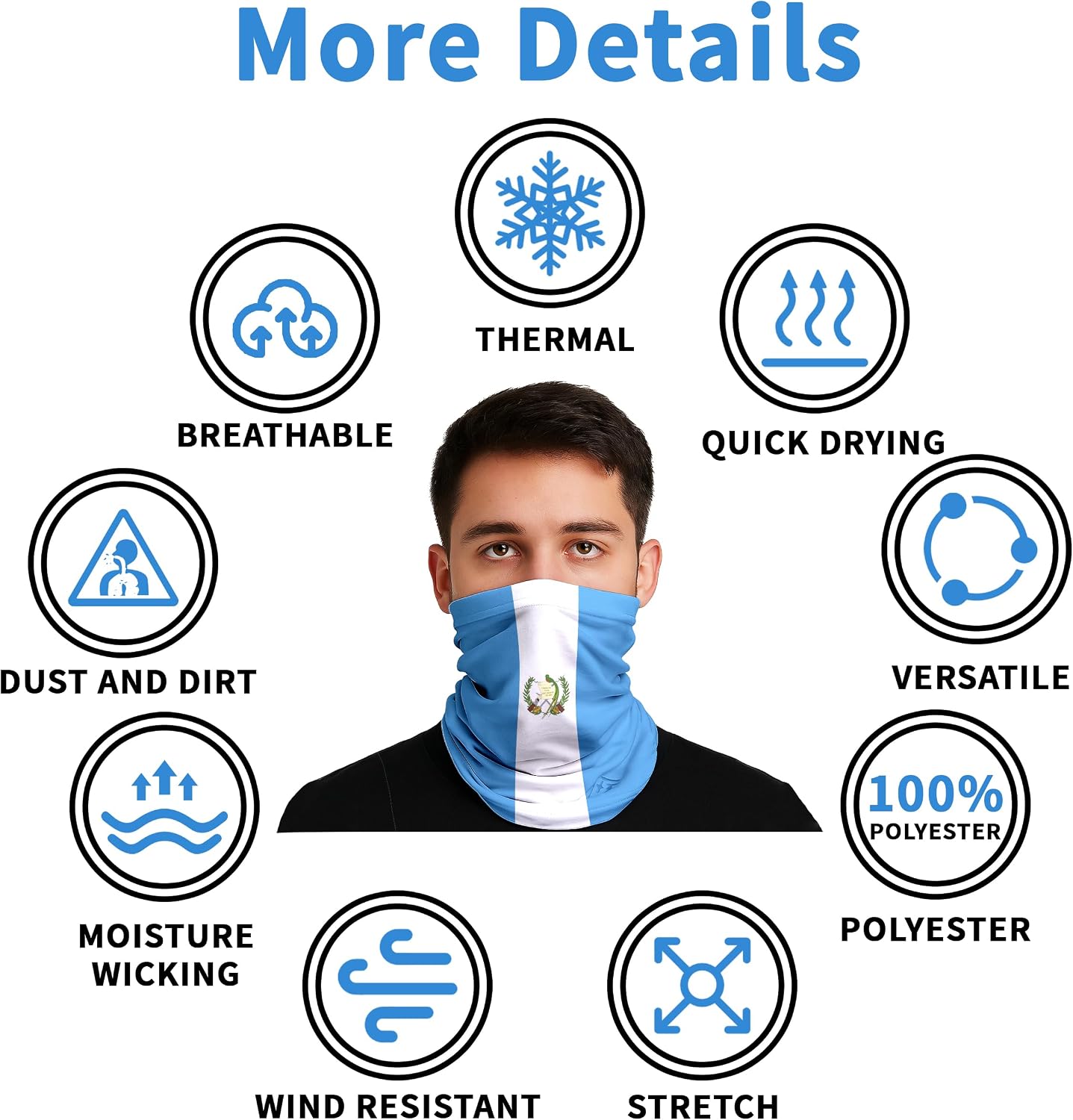 Guatemala Flag Fashion Neck Gaiter for Men Women Face Cover Mask Balaclava Multifunctional Scarf Bandanas Headband for Gift image 4