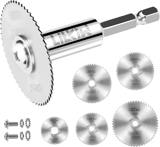 1/4-Inch Hex Shank Rotary Drill Saw(with 5PCS Blades),HSS Saw Disc Wheel Cutting Blades for Drills Rotary Tools